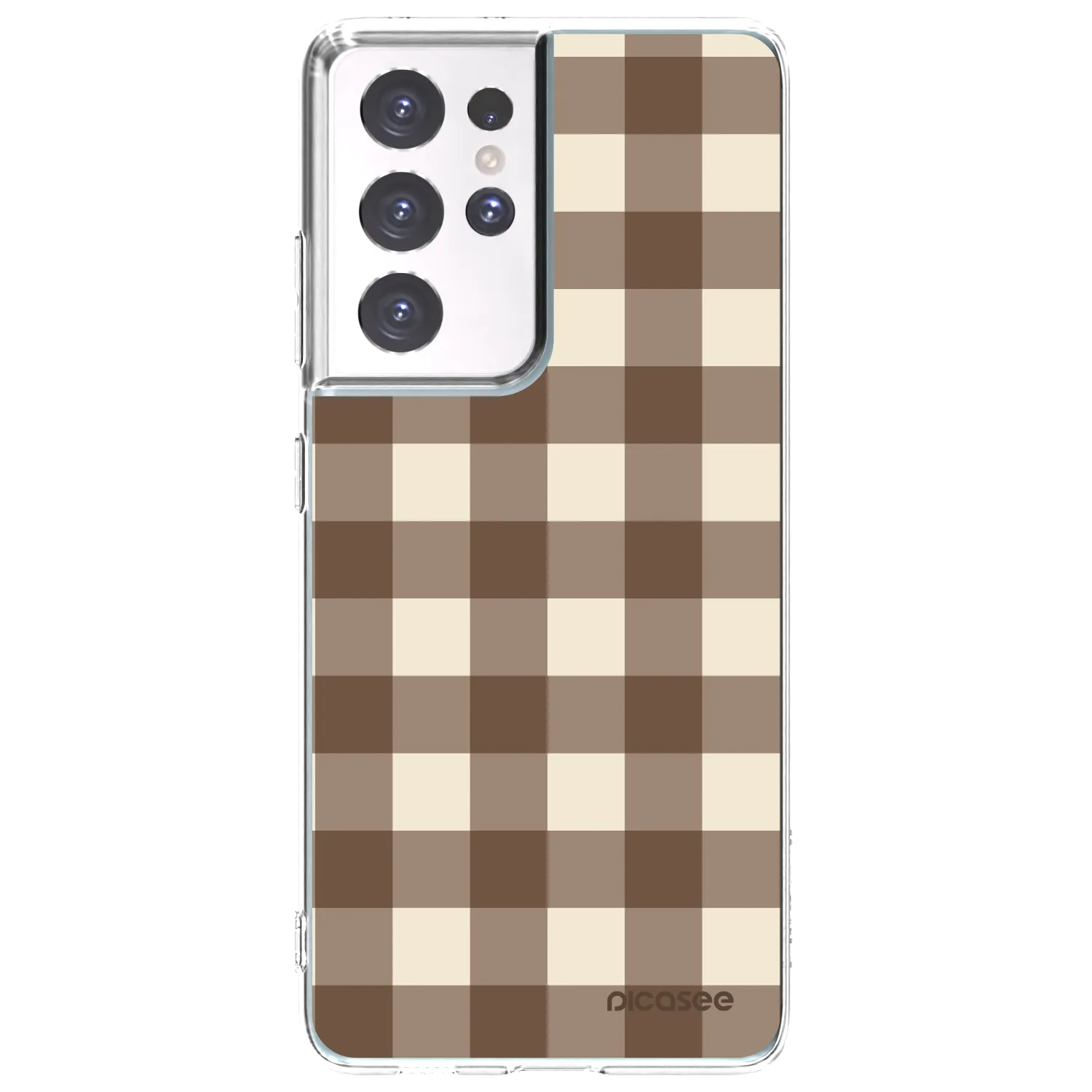 Picasee διαφανής θήκη σιλικόνης Samsung Galaxy S21 Ultra 5G G998B - Brown grid
