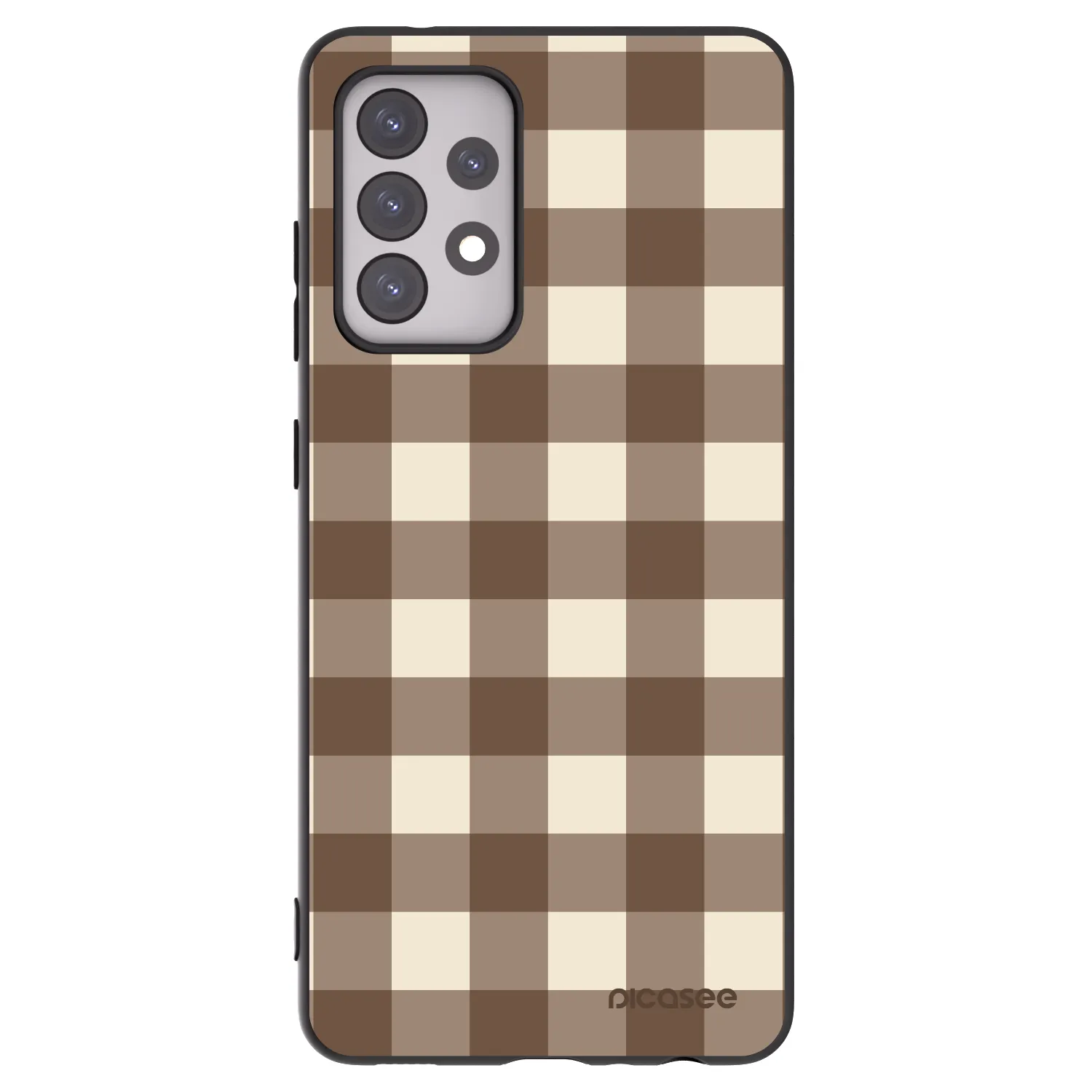 Picasee Μαύρη θήκη σιλικόνης για Samsung Galaxy A52 5G A525F - Brown grid