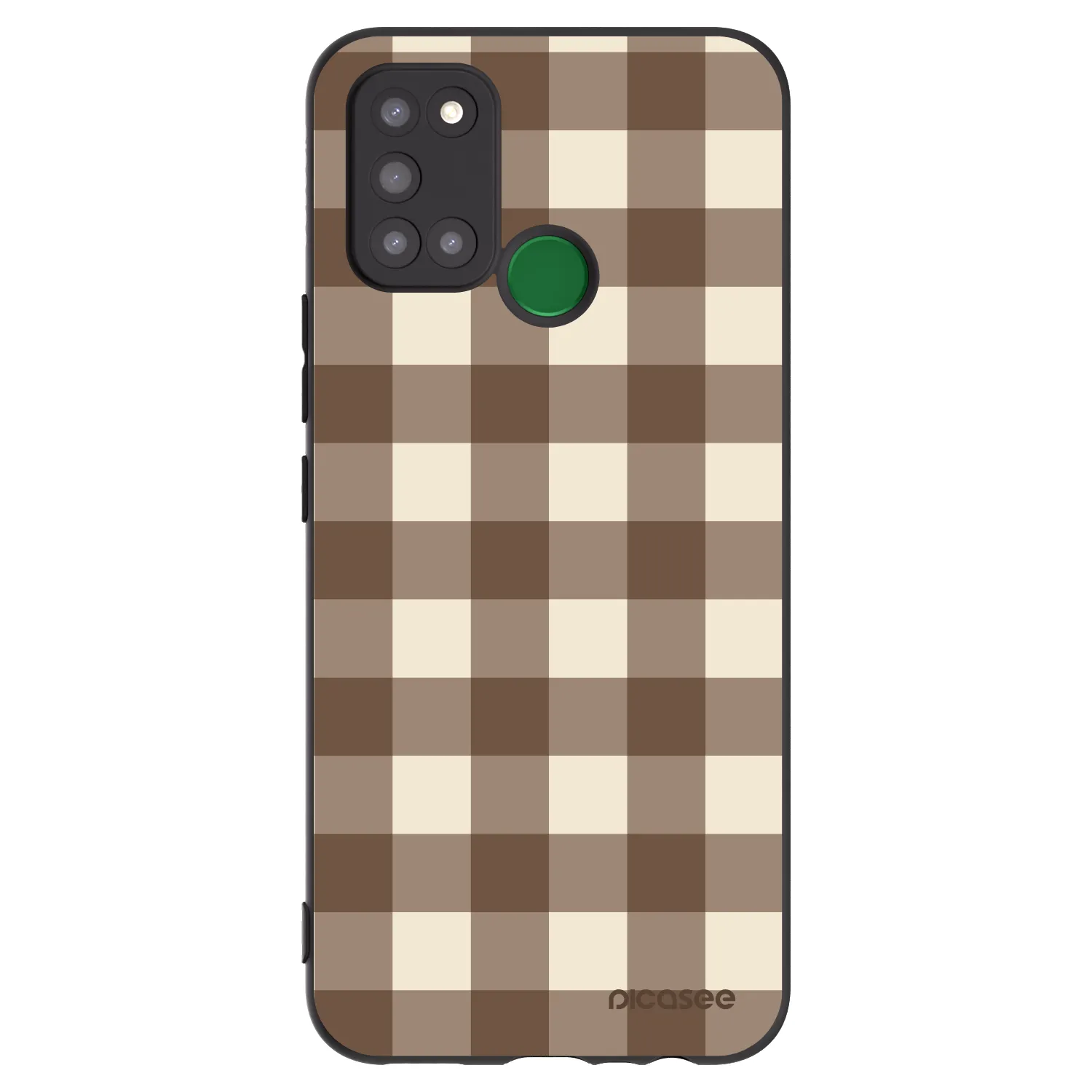 Picasee Μαύρη θήκη σιλικόνης για Realme 7i - Brown grid