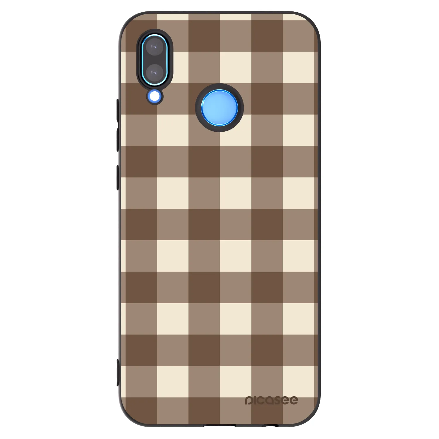 Picasee Μαύρη θήκη σιλικόνης για Huawei P20 Lite - Brown grid