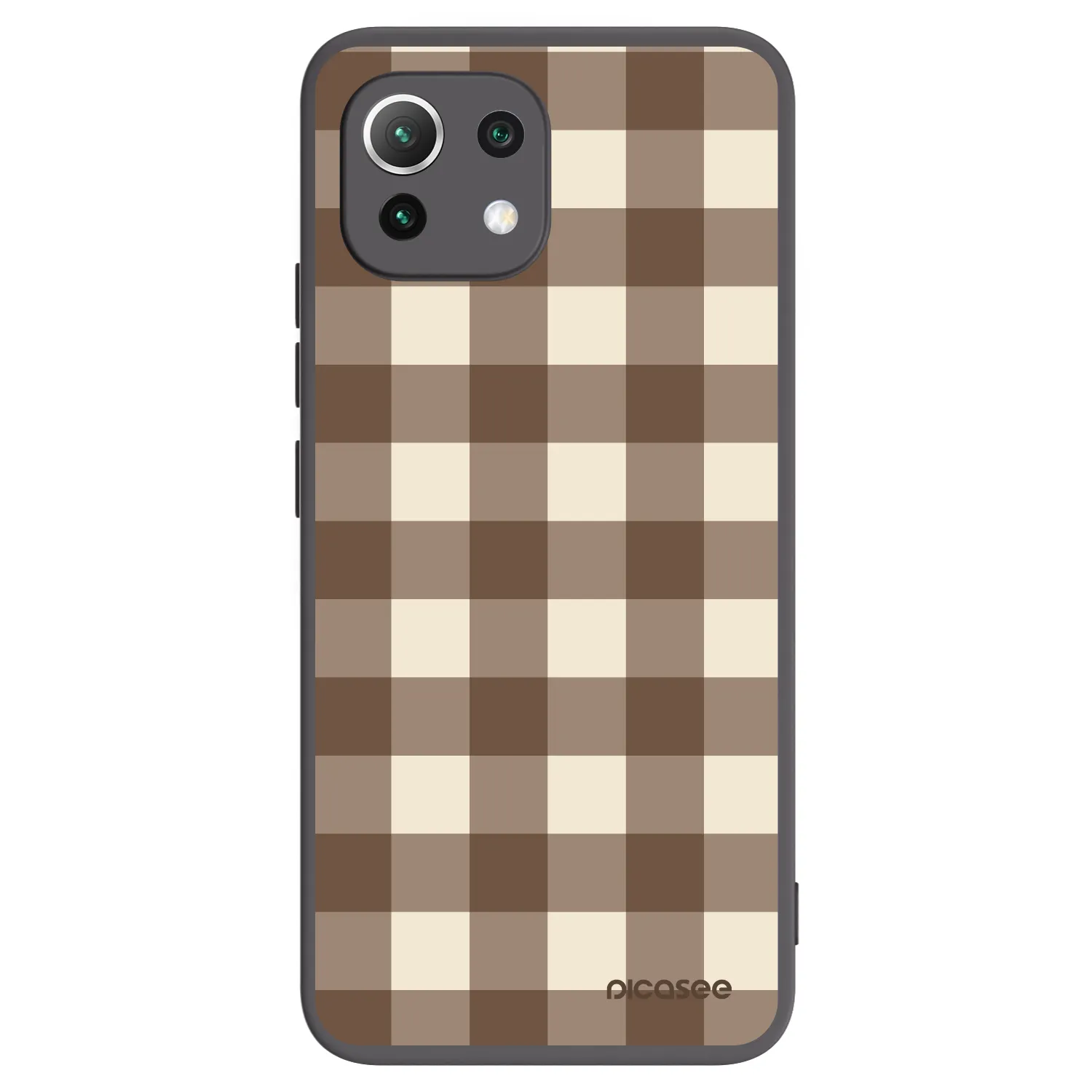 Picasee Μαύρη θήκη σιλικόνης για Xiaomi Mi 11 Lite - Brown grid