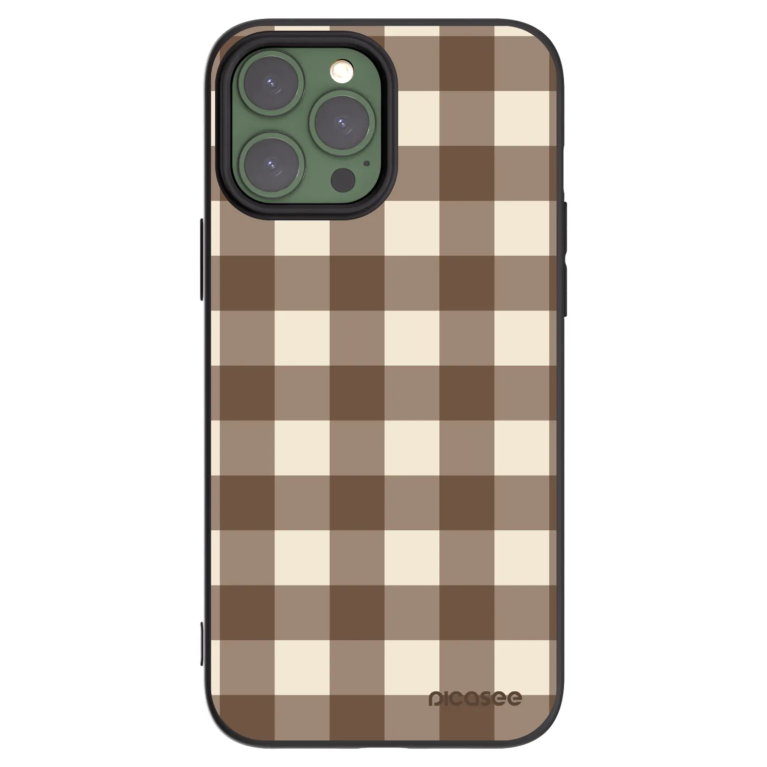 Picasee Μαύρη θήκη σιλικόνης για Apple iPhone 13 Pro Max - Brown grid