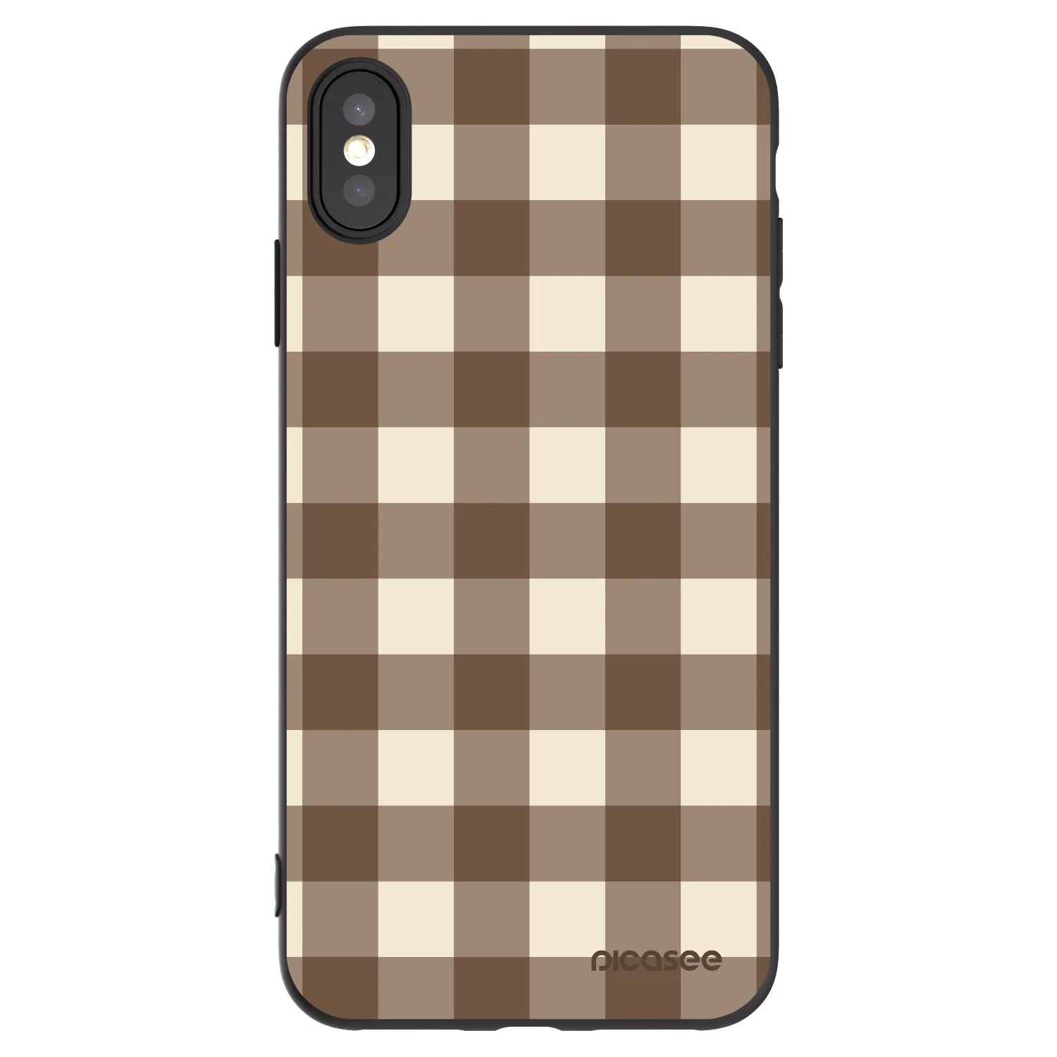 Picasee Μαύρη θήκη σιλικόνης για Apple iPhone XS Max - Brown grid