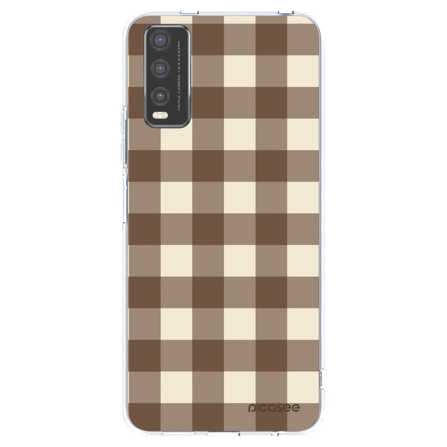 Picasee διαφανής θήκη σιλικόνης Vivo Y20s - Brown grid