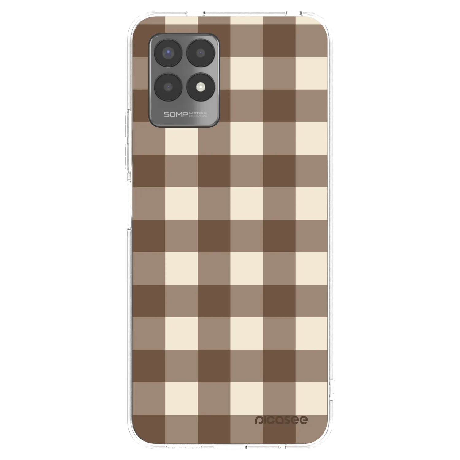 Picasee διαφανής θήκη σιλικόνης Realme 8i - Brown grid