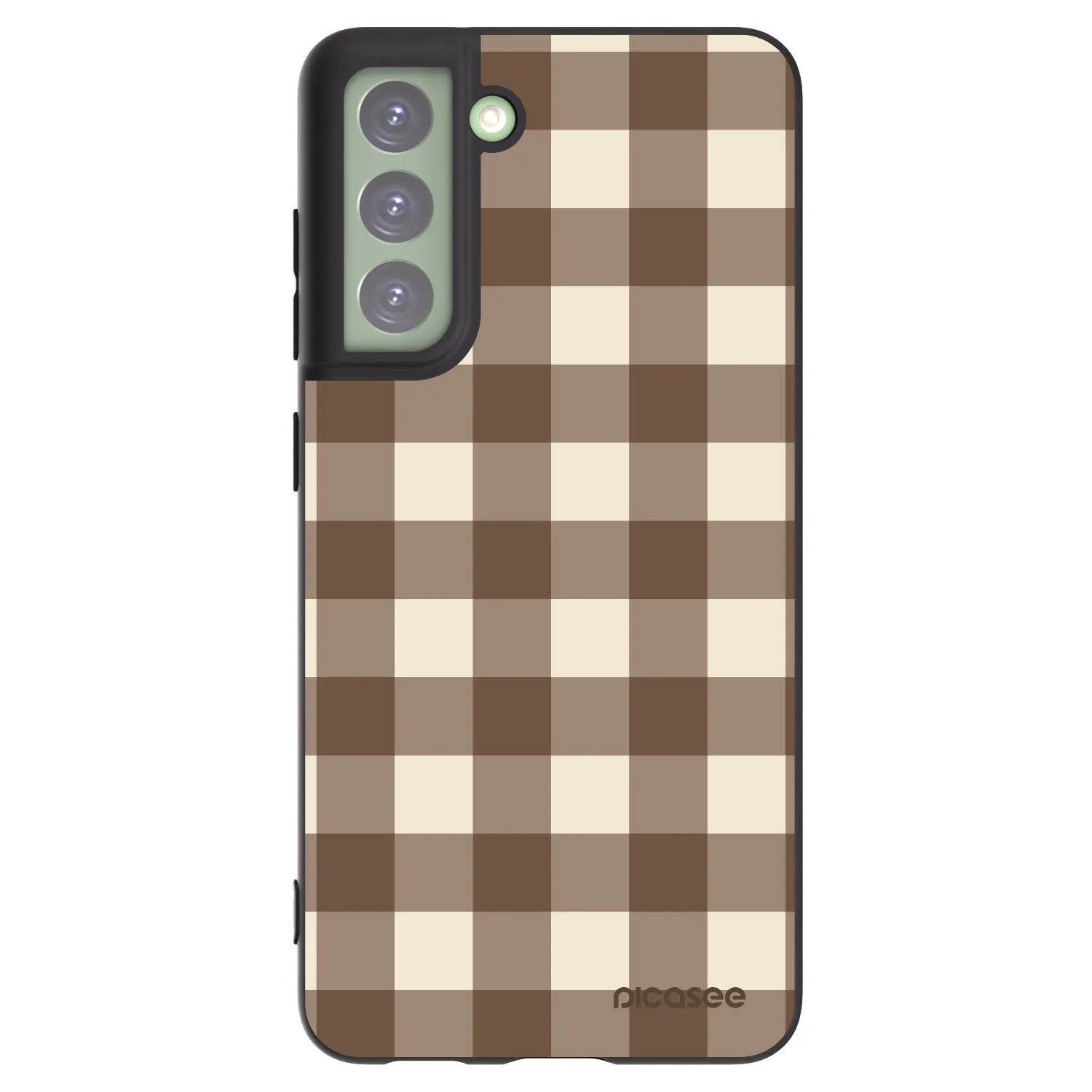 Picasee Μαύρη θήκη σιλικόνης για Samsung Galaxy S21 FE 5G - Brown grid