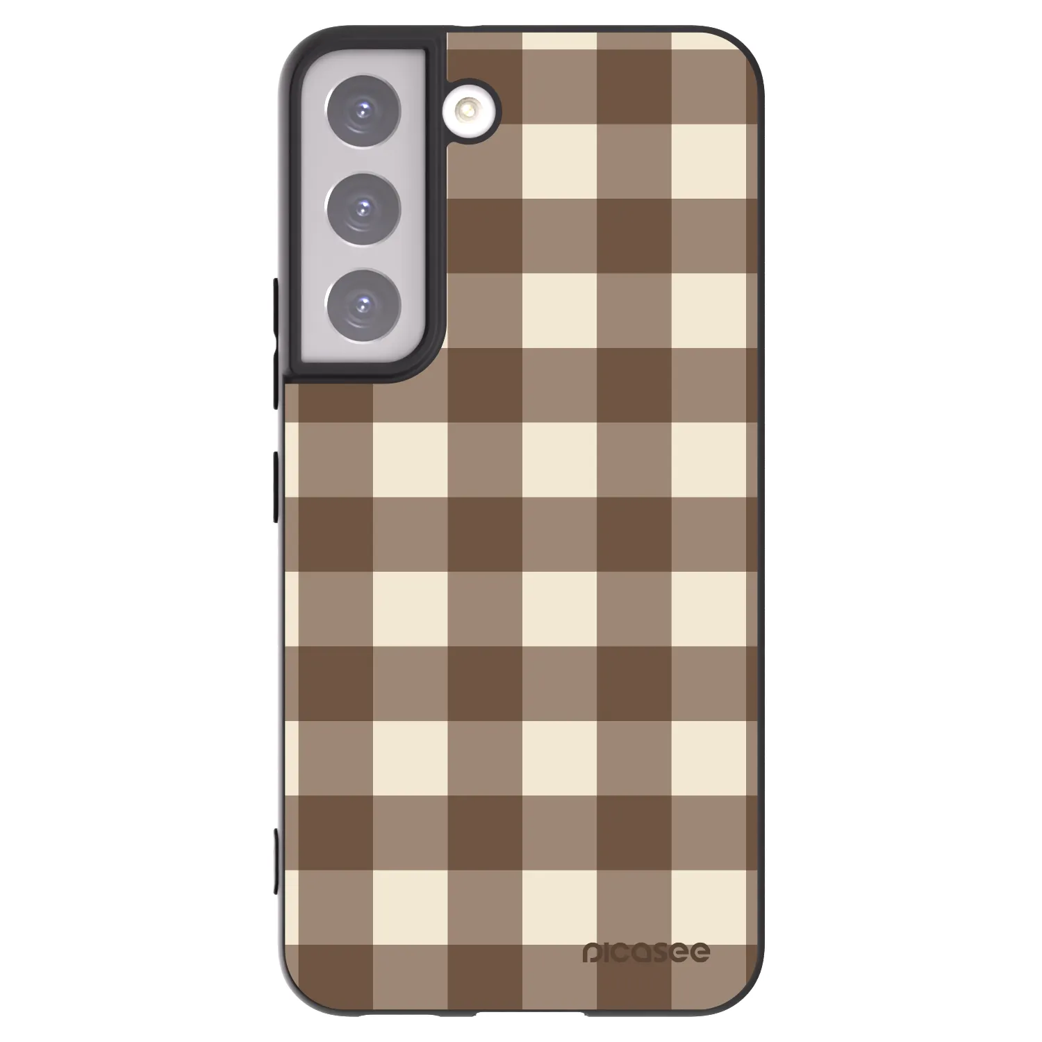 Picasee Μαύρη θήκη σιλικόνης για Samsung Galaxy S22 5G - Brown grid
