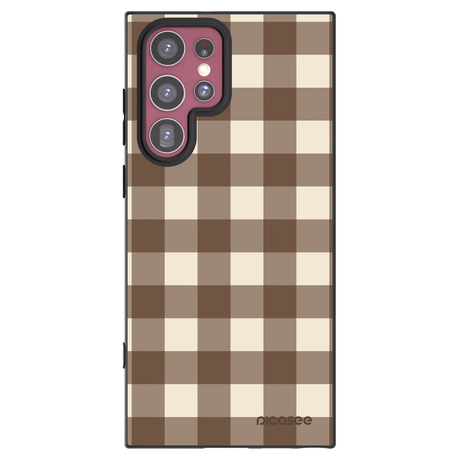 Picasee Μαύρη θήκη σιλικόνης για Samsung Galaxy S22 Ultra 5G - Brown grid