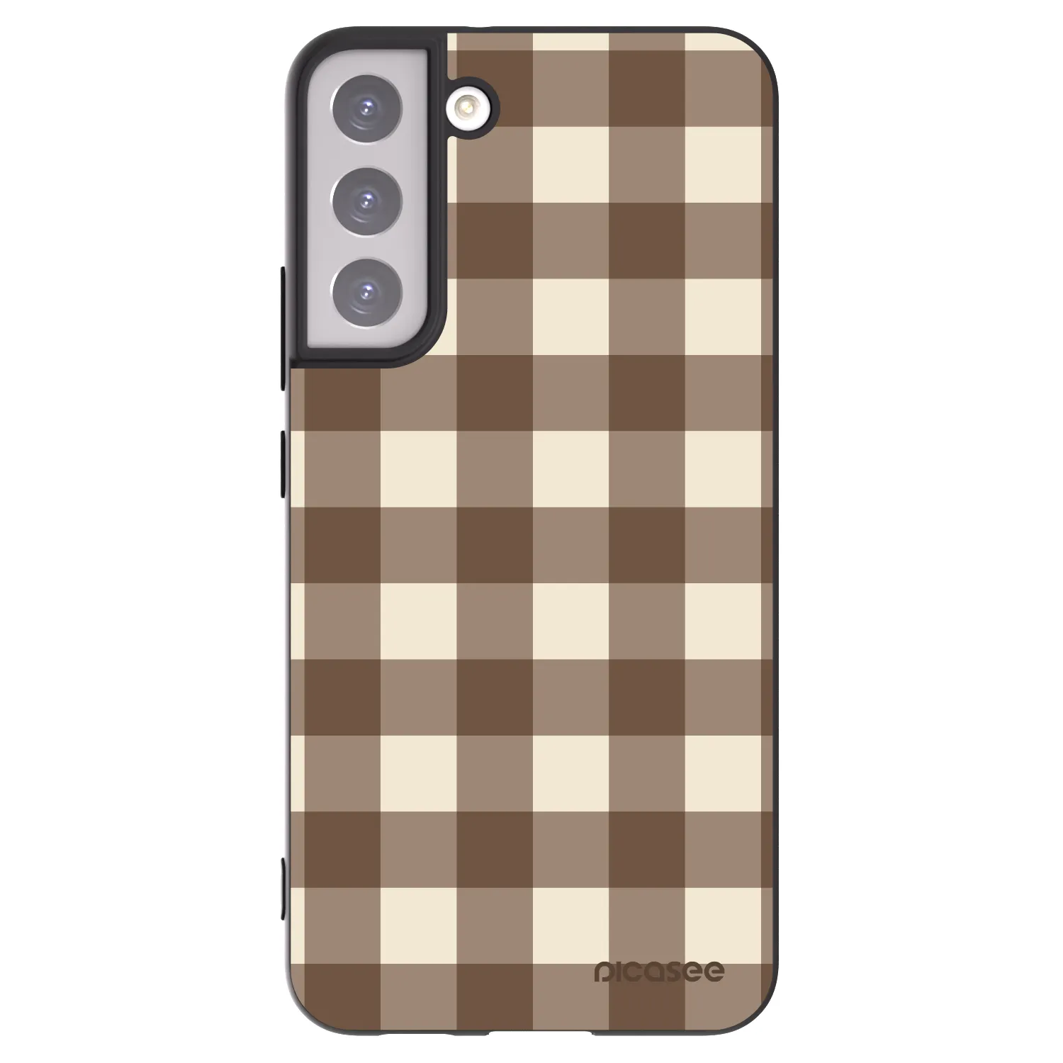 Picasee Μαύρη θήκη σιλικόνης για Samsung Galaxy S22+ 5G - Brown grid
