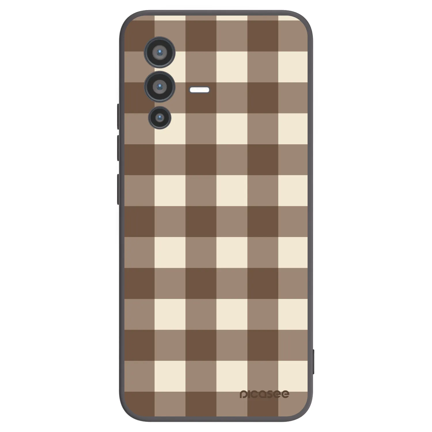 Picasee Μαύρη θήκη σιλικόνης για Vivo V23 5G - Brown grid