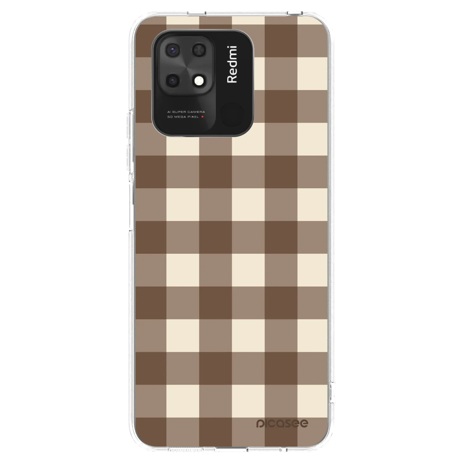 Picasee διαφανής θήκη σιλικόνης Xiaomi Redmi 10C - Brown grid