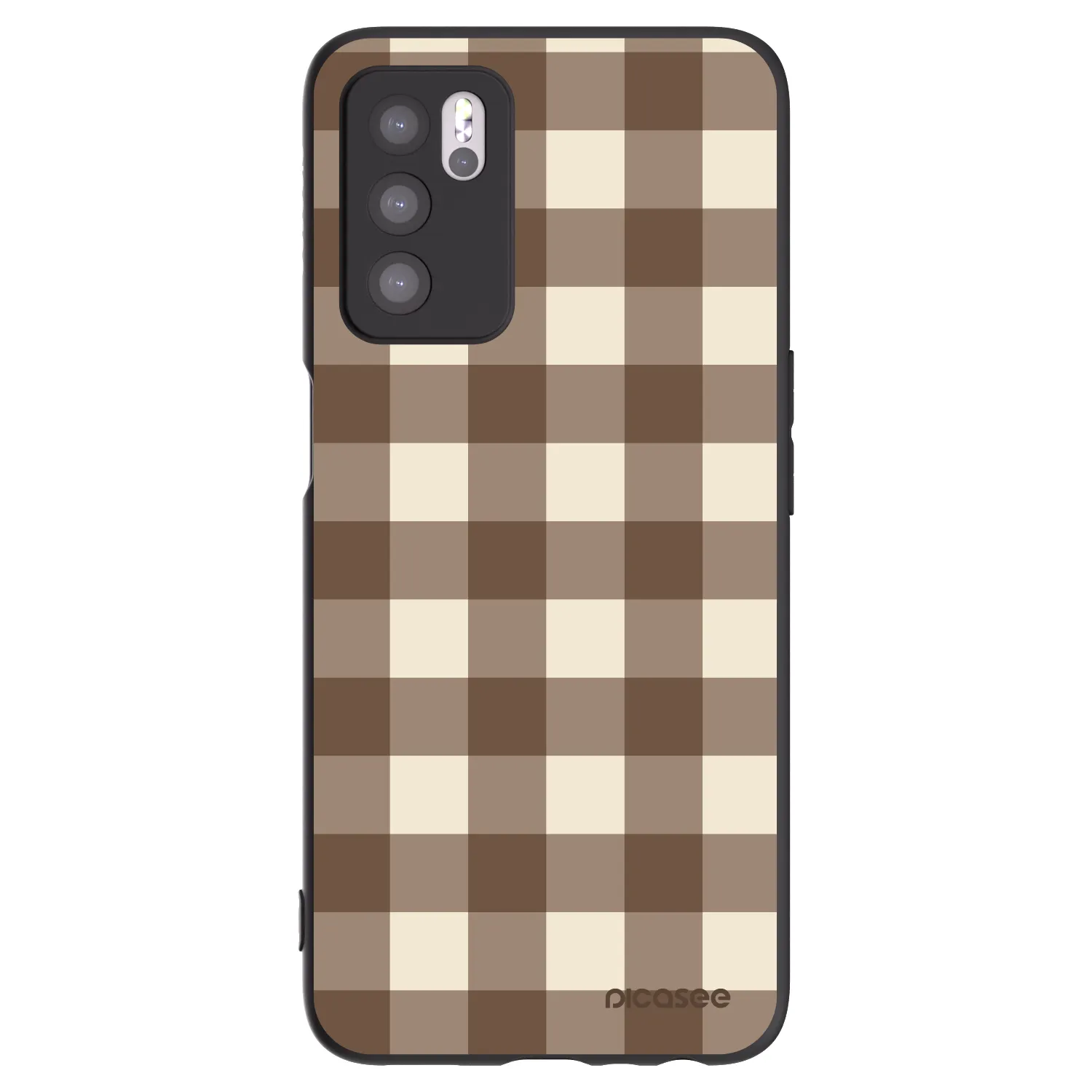 Picasee Μαύρη θήκη σιλικόνης για OPPO A16 - Brown grid