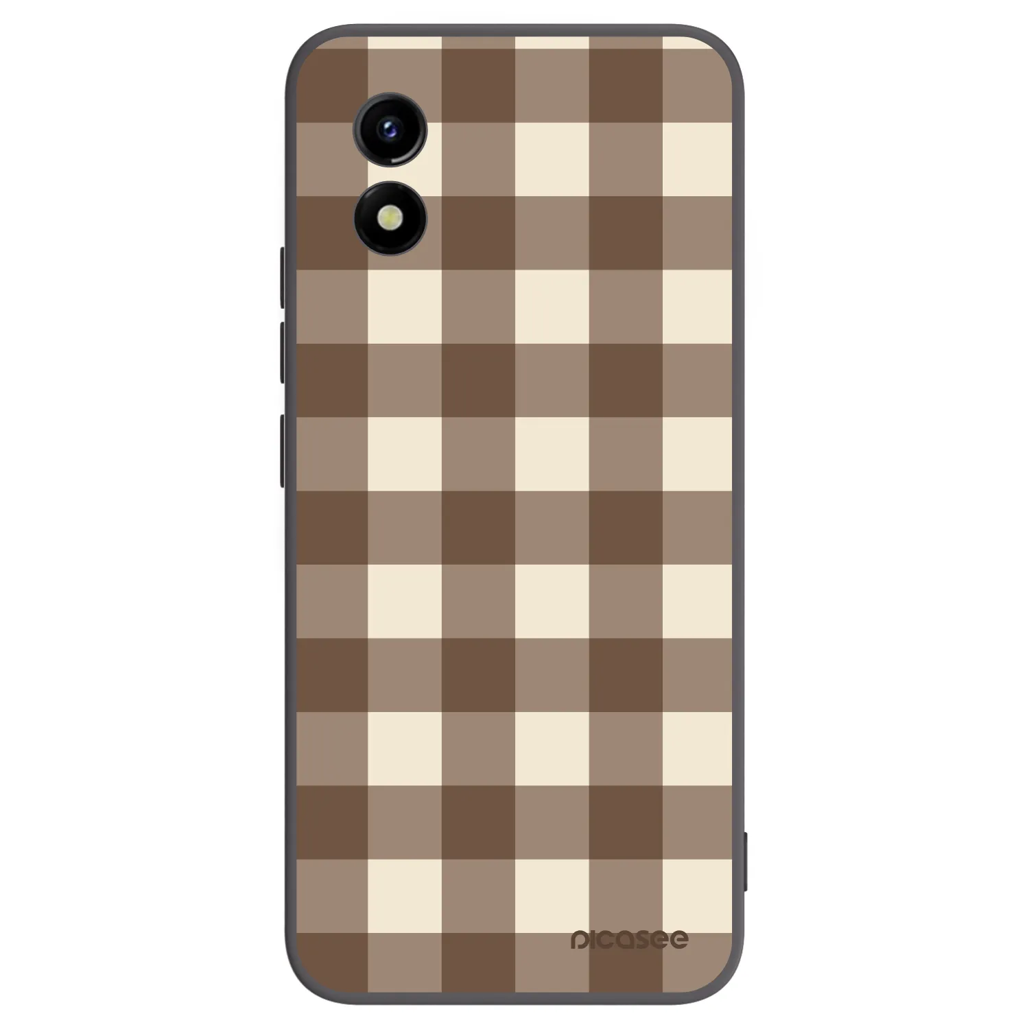 Picasee Μαύρη θήκη σιλικόνης για Vivo Y01 - Brown grid