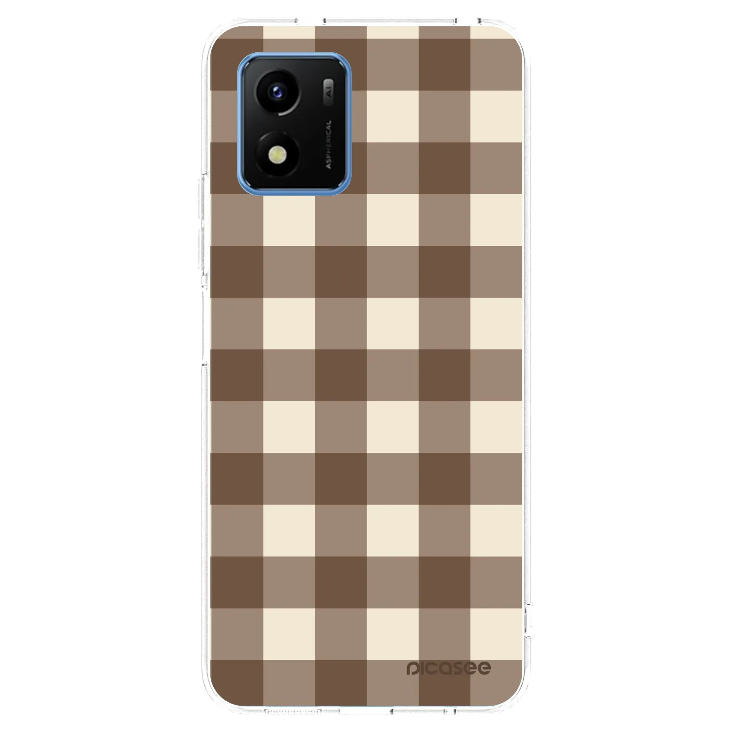 Picasee διαφανής θήκη σιλικόνης Vivo Y01 - Brown grid