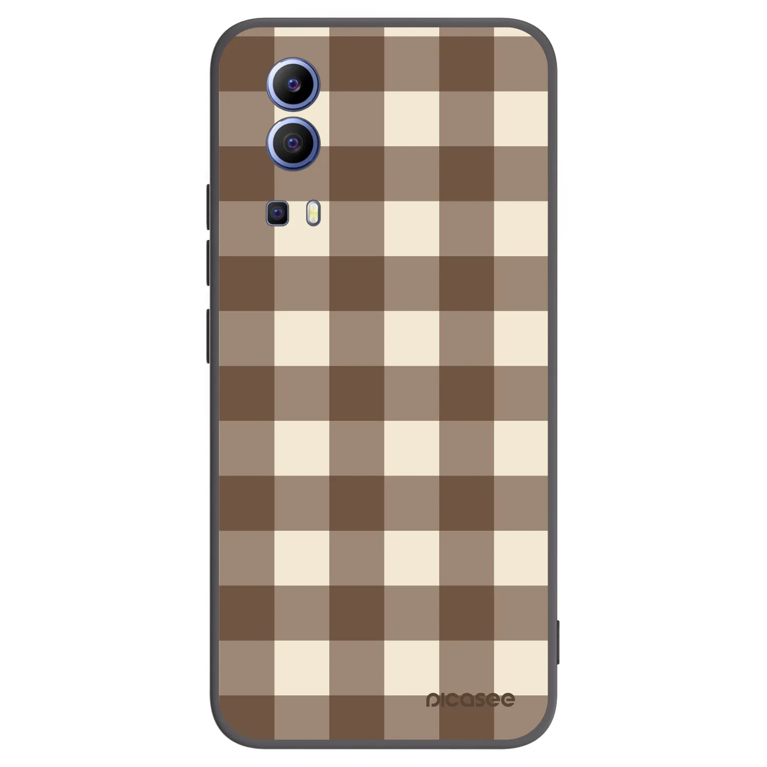 Picasee Μαύρη θήκη σιλικόνης για Vivo Y52 5G - Brown grid