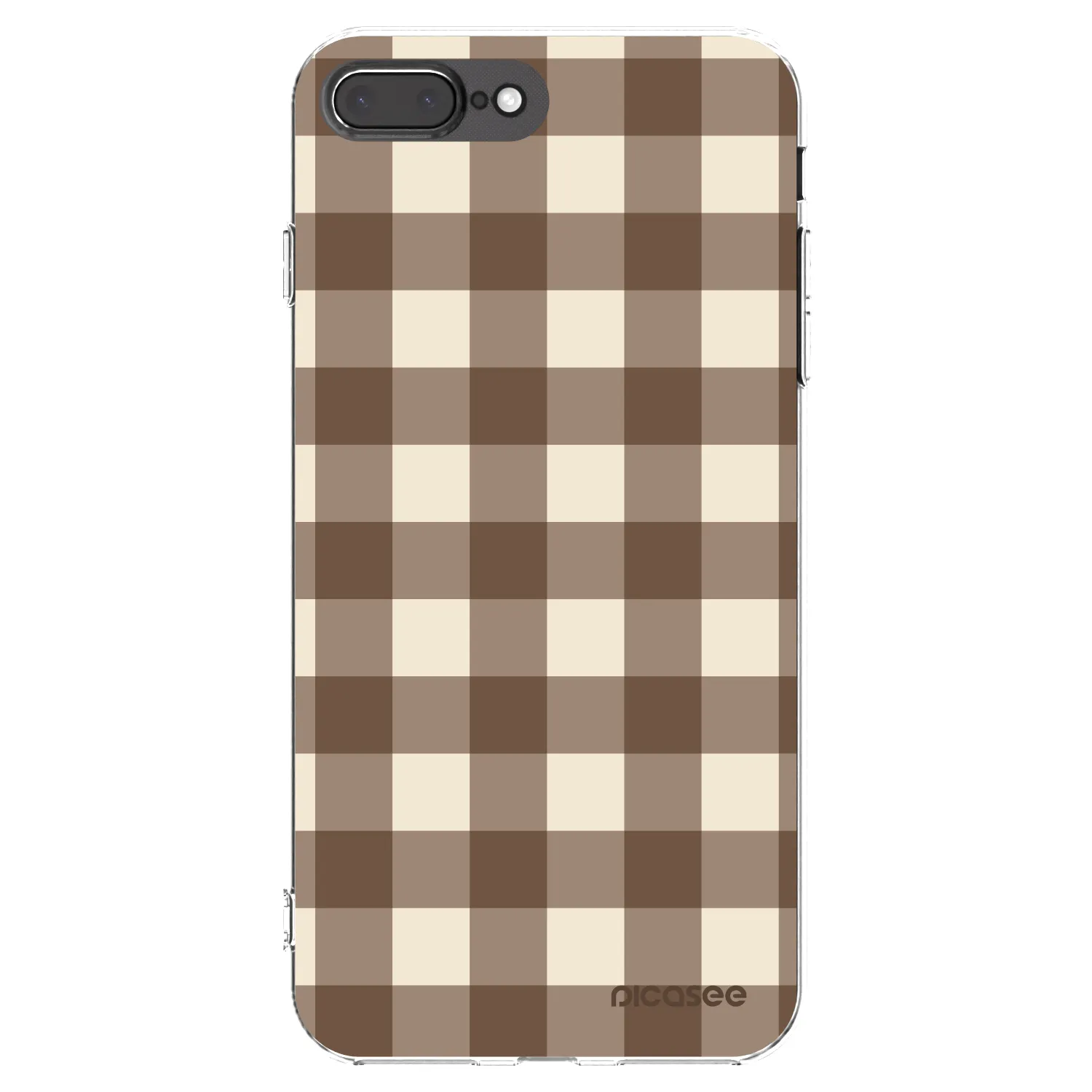 Picasee διαφανής θήκη σιλικόνης Apple iPhone 8 Plus - Brown grid
