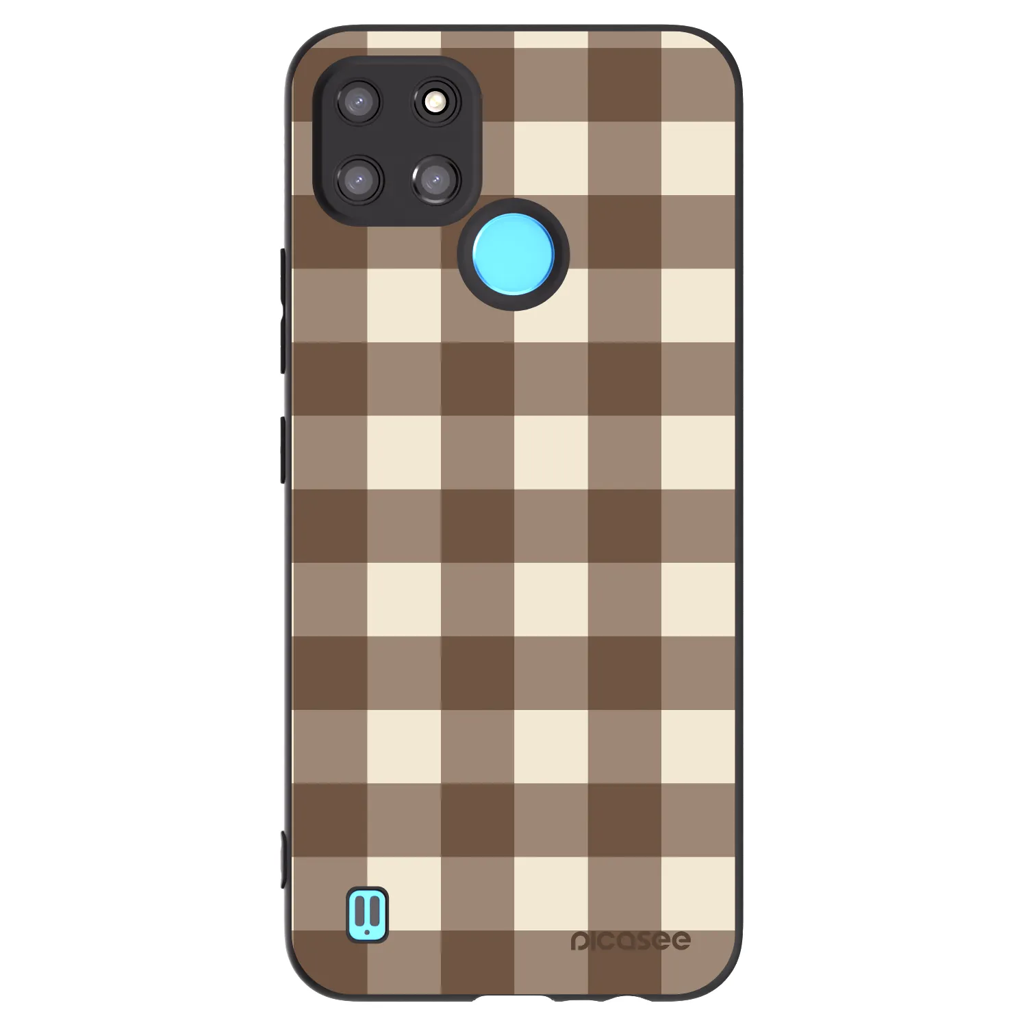 Picasee Μαύρη θήκη σιλικόνης για Realme C21Y - Brown grid