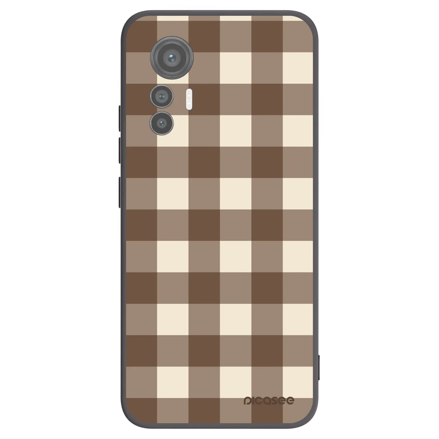 Picasee Μαύρη θήκη σιλικόνης για Xiaomi 12 Lite - Brown grid