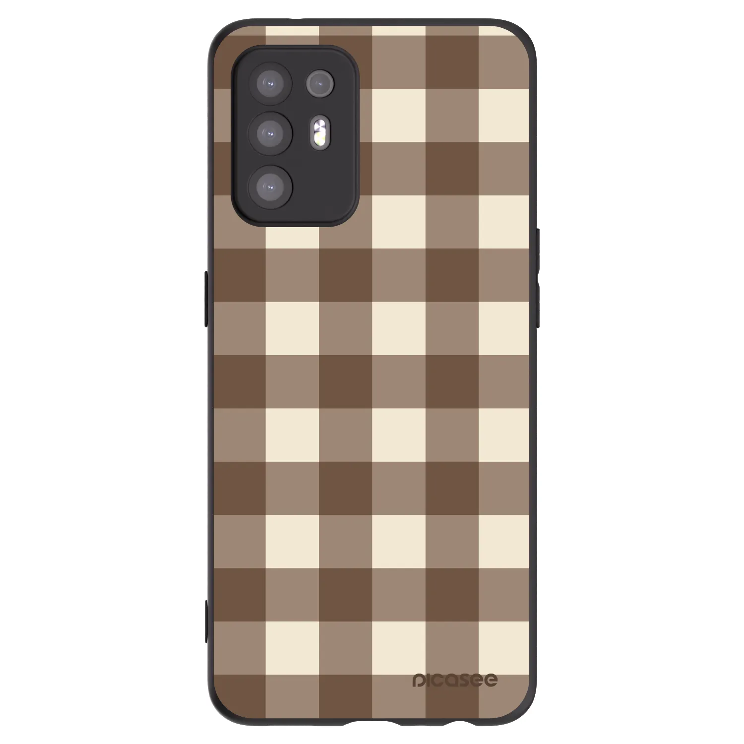Picasee Μαύρη θήκη σιλικόνης για OPPO A94 5G - Brown grid