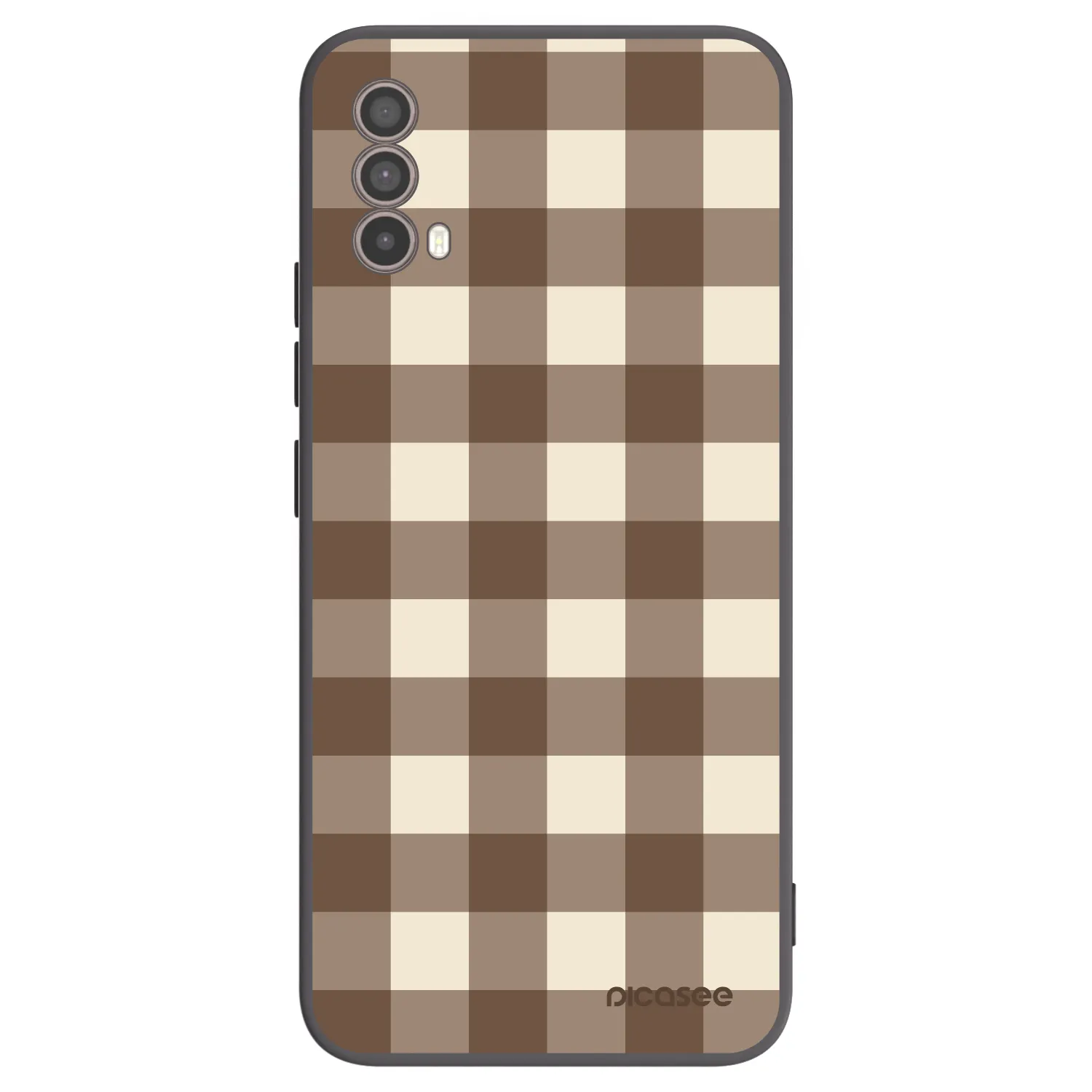 Picasee Μαύρη θήκη σιλικόνης για Motorola Moto E40 - Brown grid