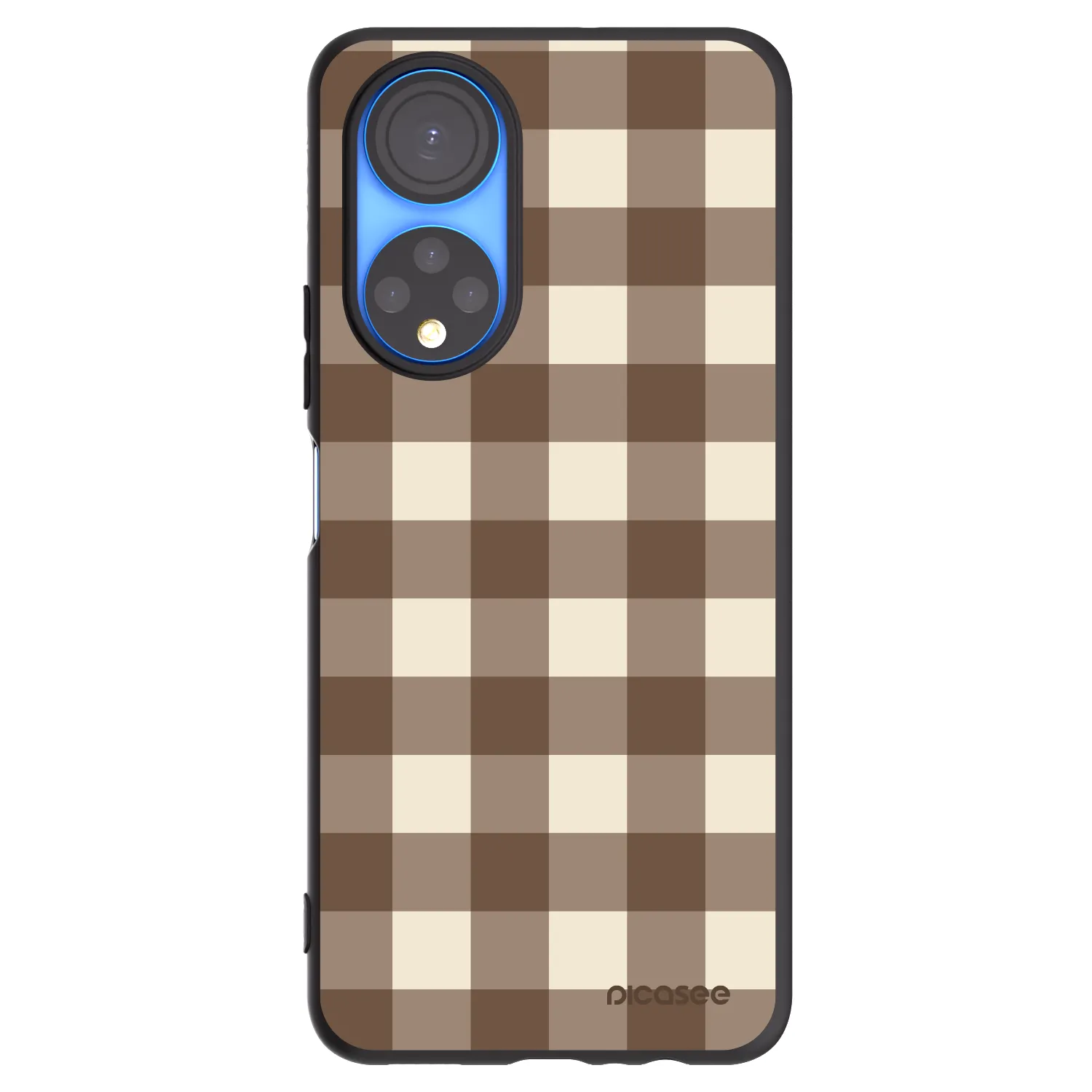 Picasee Μαύρη θήκη σιλικόνης για Honor X7 - Brown grid