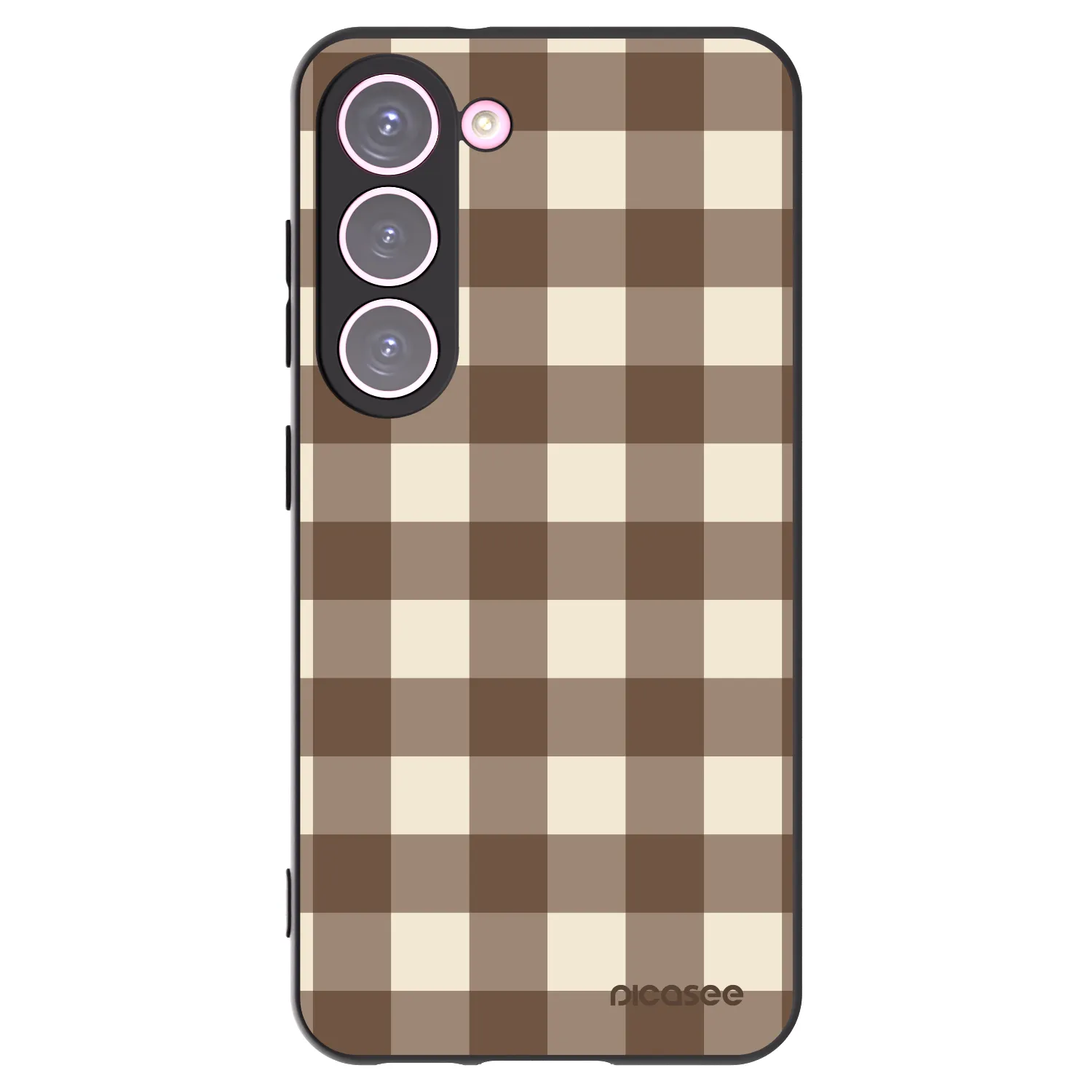 Picasee Μαύρη θήκη σιλικόνης για Samsung Galaxy S23 5G - Brown grid