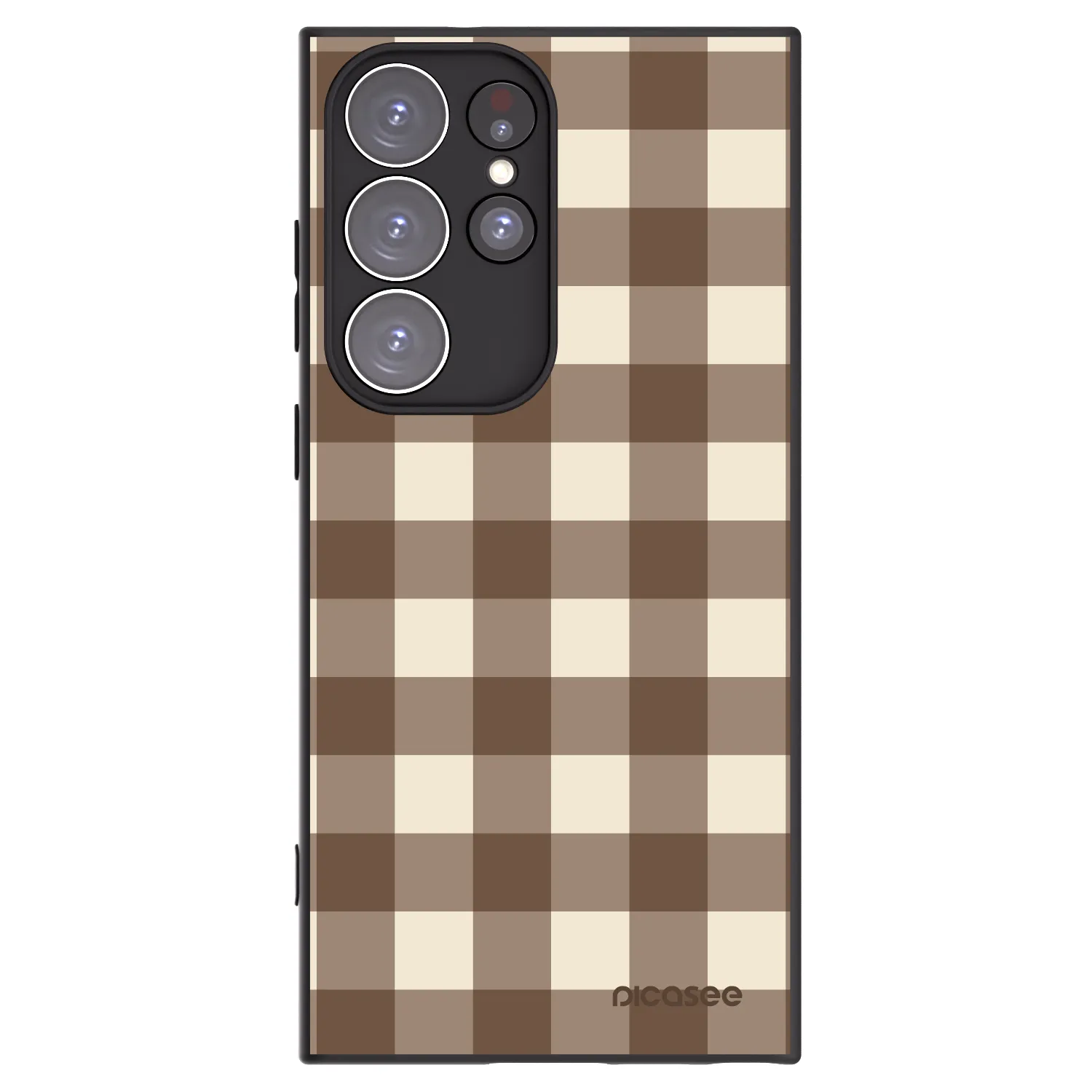 Picasee Μαύρη θήκη σιλικόνης για Samsung Galaxy S23 Ultra 5G - Brown grid