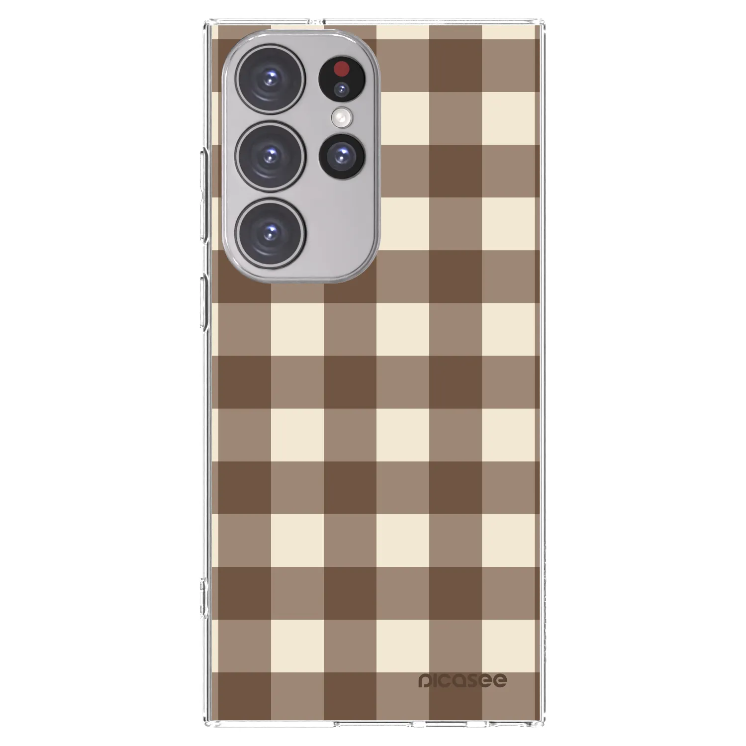 Picasee διαφανής θήκη σιλικόνης Samsung Galaxy S23 Ultra 5G - Brown grid