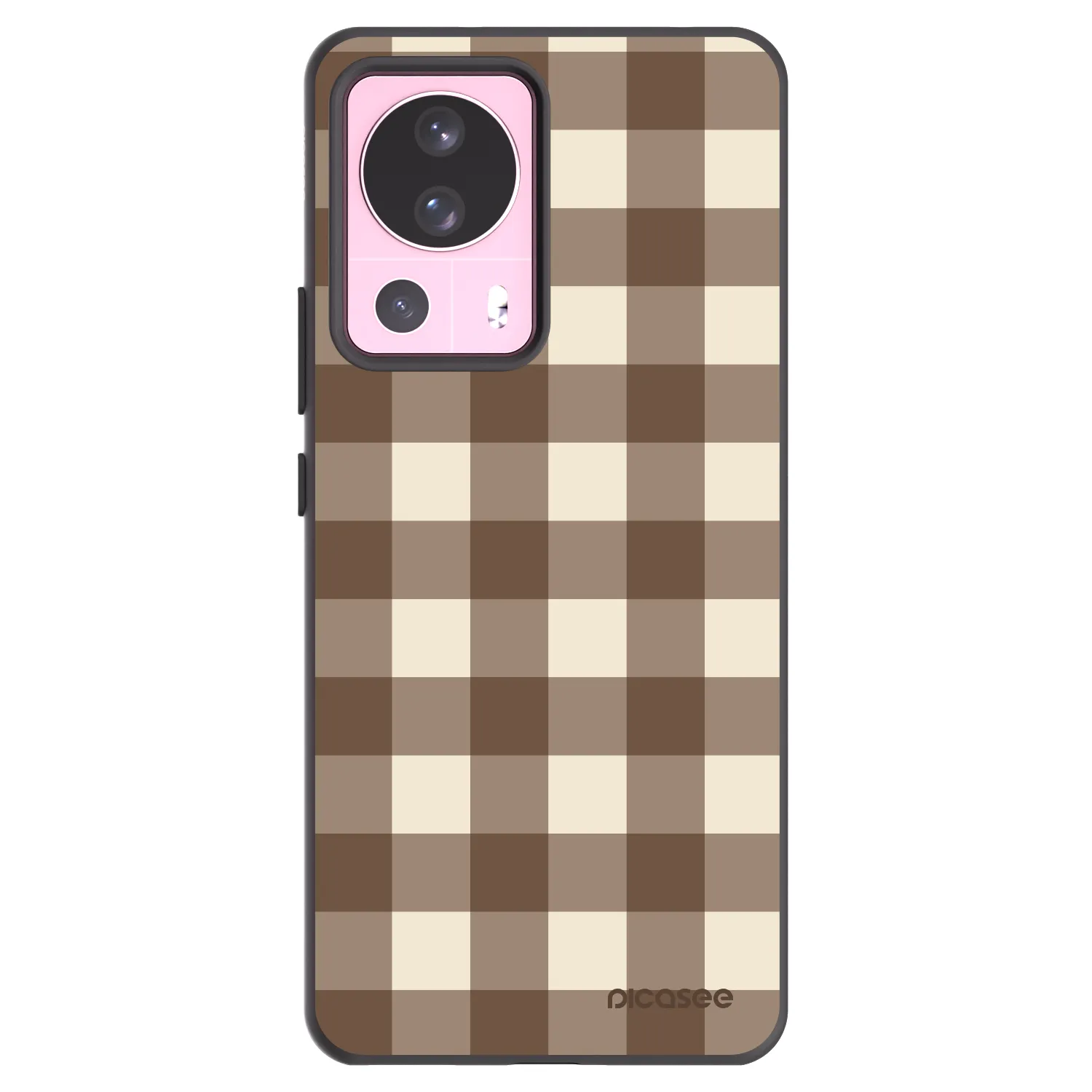 Picasee Μαύρη θήκη σιλικόνης για Xiaomi 13 Lite - Brown grid