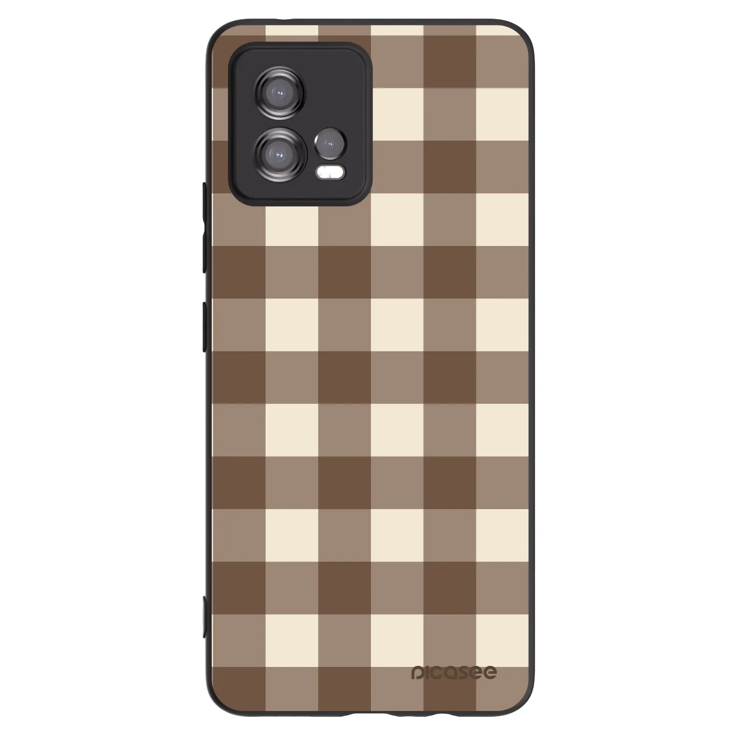 Picasee Μαύρη θήκη σιλικόνης για Motorola Moto G72 - Brown grid