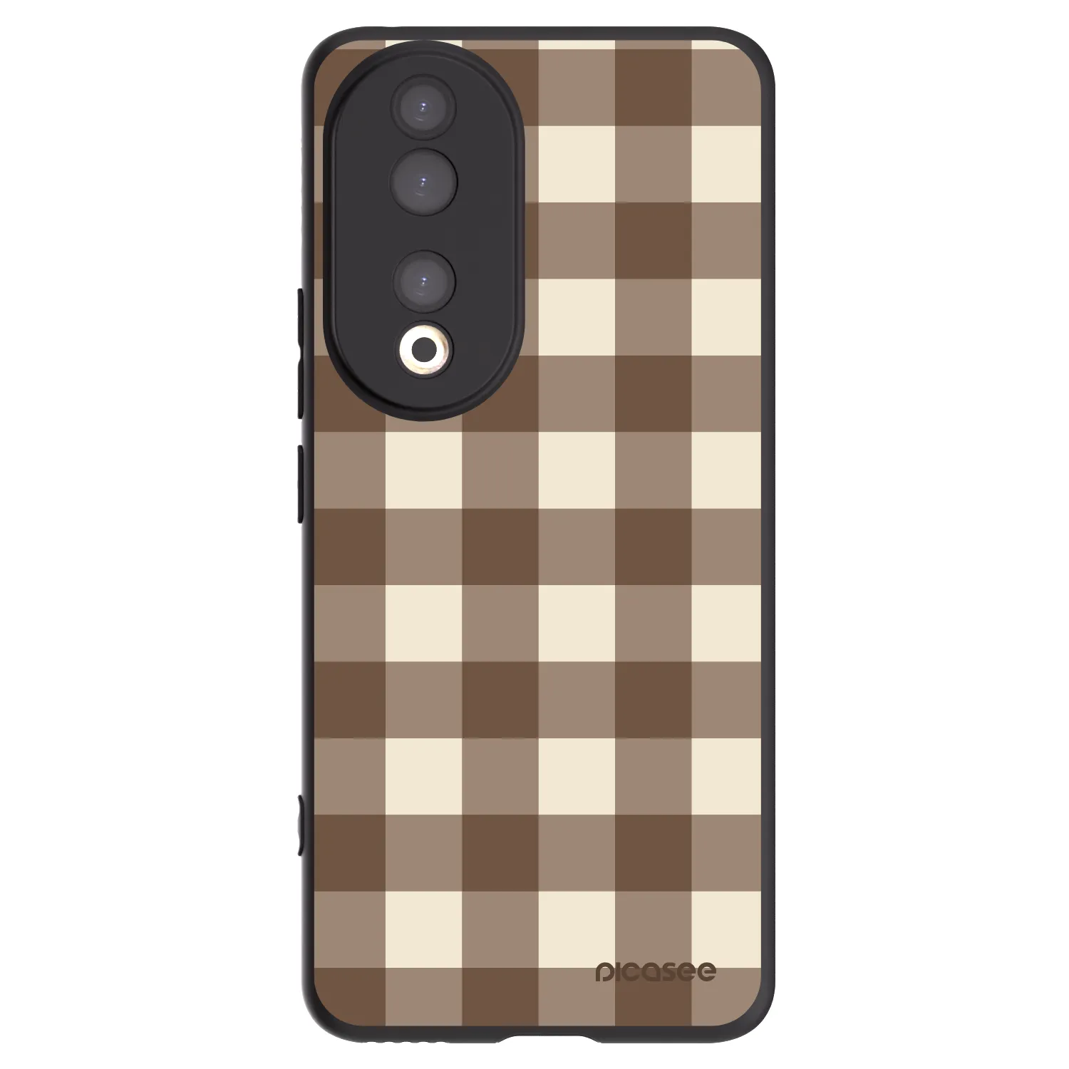 Picasee Μαύρη θήκη σιλικόνης για Honor 90 5G - Brown grid