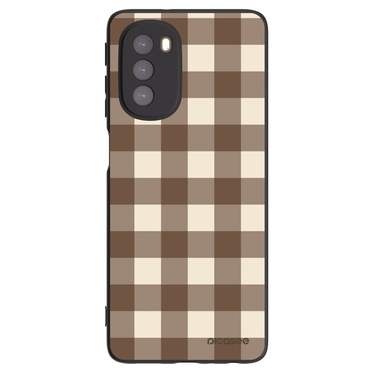 Picasee Μαύρη θήκη σιλικόνης για Motorola Moto G51 - Brown grid