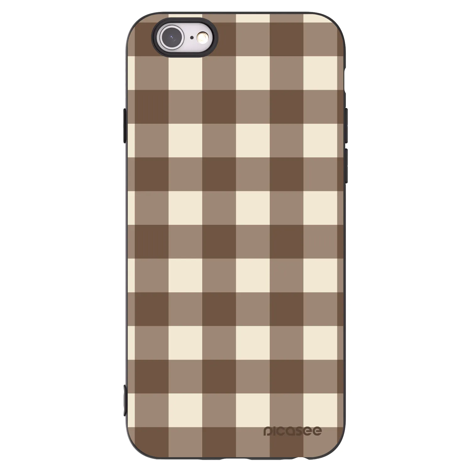 Picasee Μαύρη θήκη σιλικόνης για Apple iPhone 6/6S - Brown grid