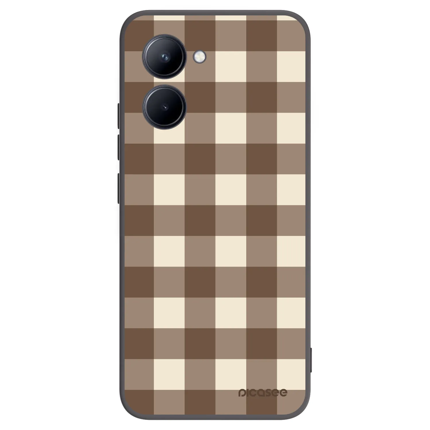 Picasee Μαύρη θήκη σιλικόνης για Realme C33 (2023) - Brown grid