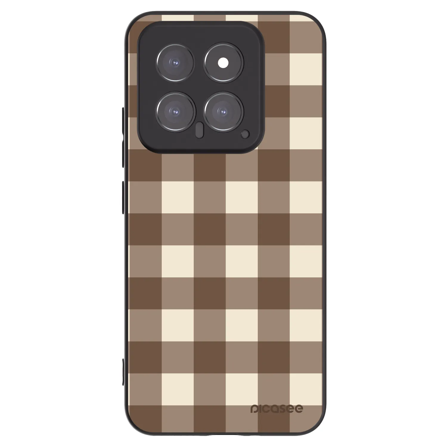 Picasee Μαύρη θήκη σιλικόνης για Xiaomi 14 - Brown grid