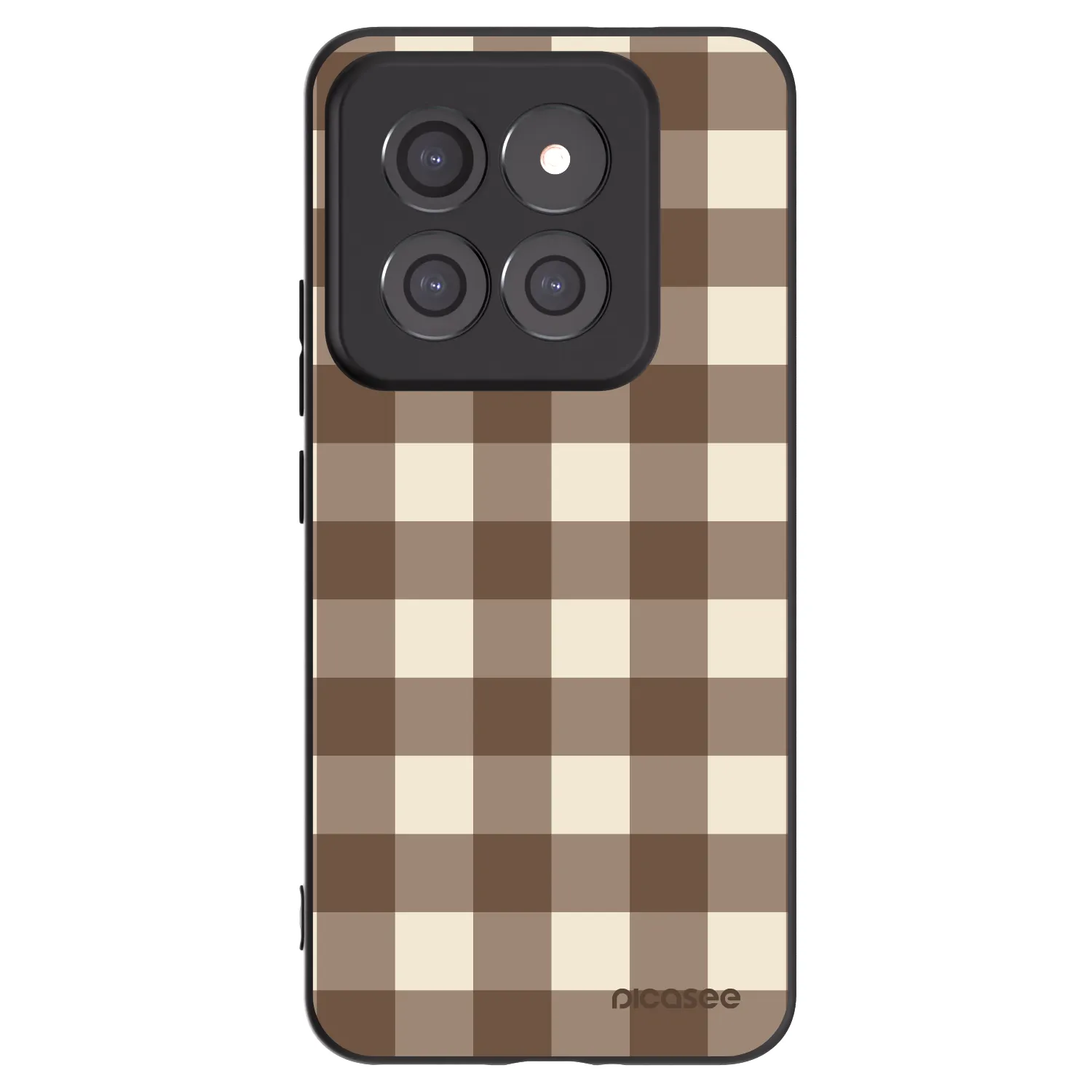 Picasee Μαύρη θήκη σιλικόνης για Xiaomi 14 Pro - Brown grid