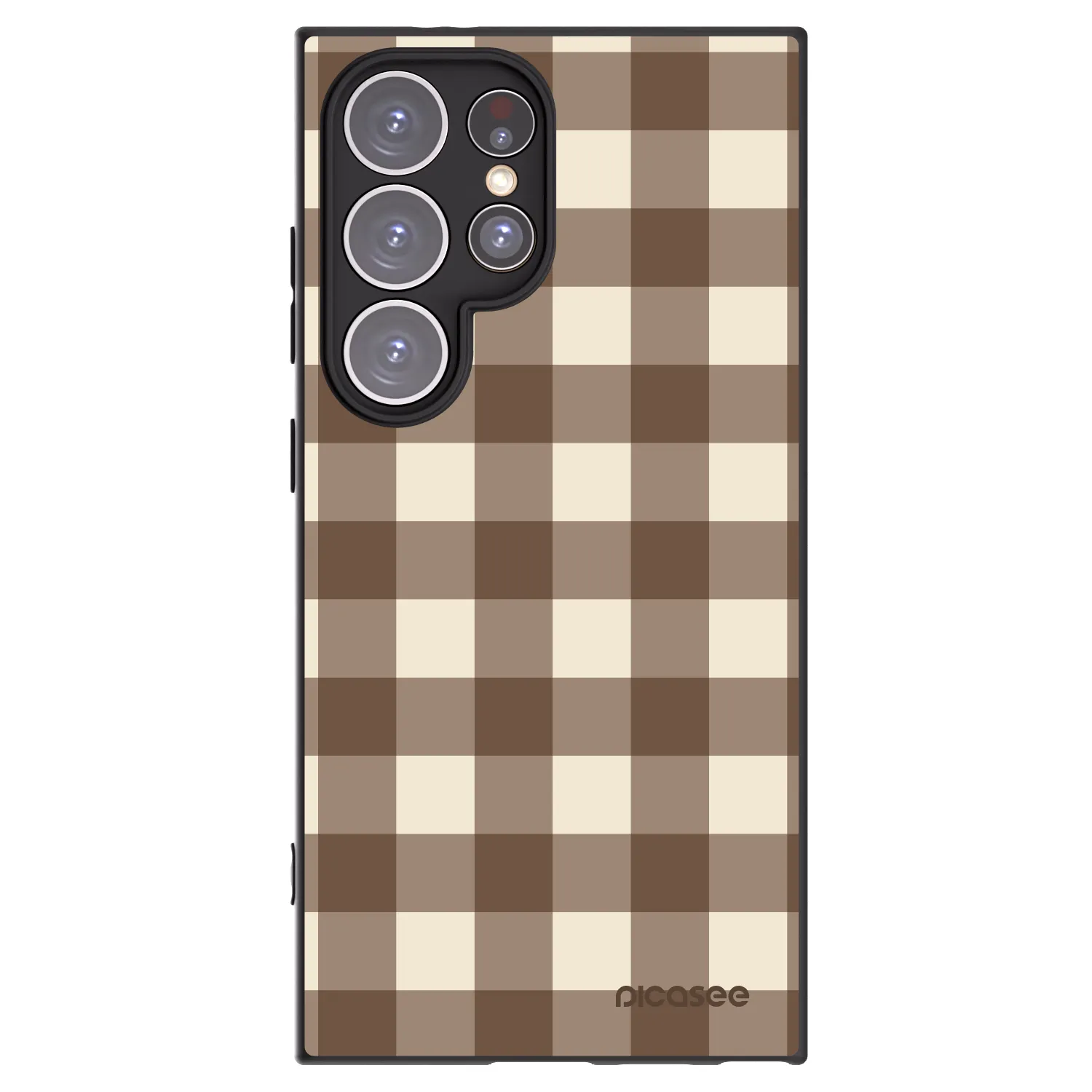 Picasee Μαύρη θήκη σιλικόνης για Samsung Galaxy S24 Ultra S928B 5G - Brown grid