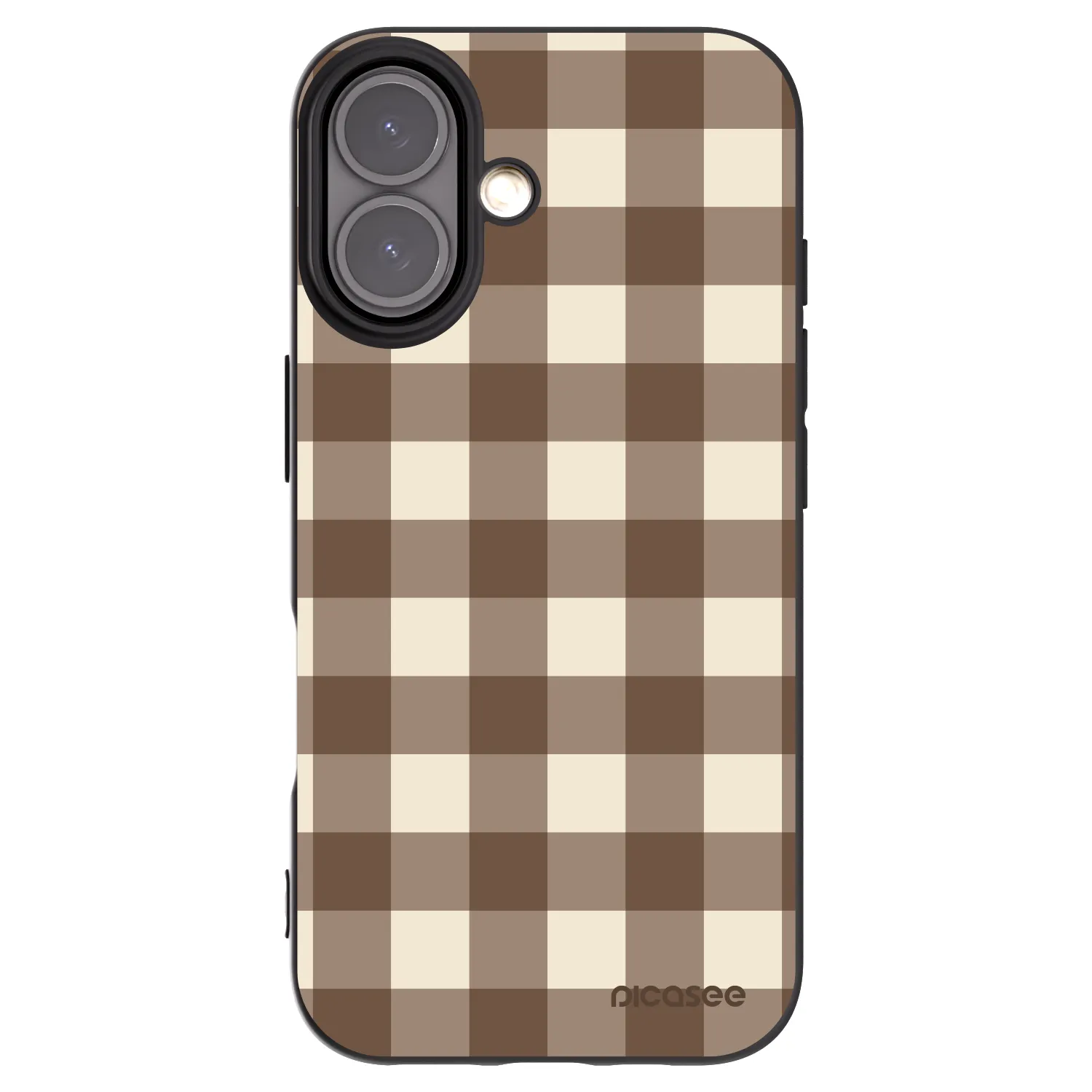 Picasee Μαύρη θήκη σιλικόνης για Apple iPhone 16 - Brown grid