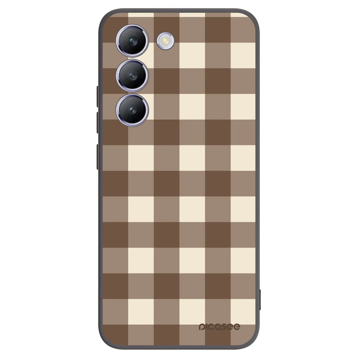 Picasee Μαύρη θήκη σιλικόνης για Vivo V40 SE 5G - Brown grid