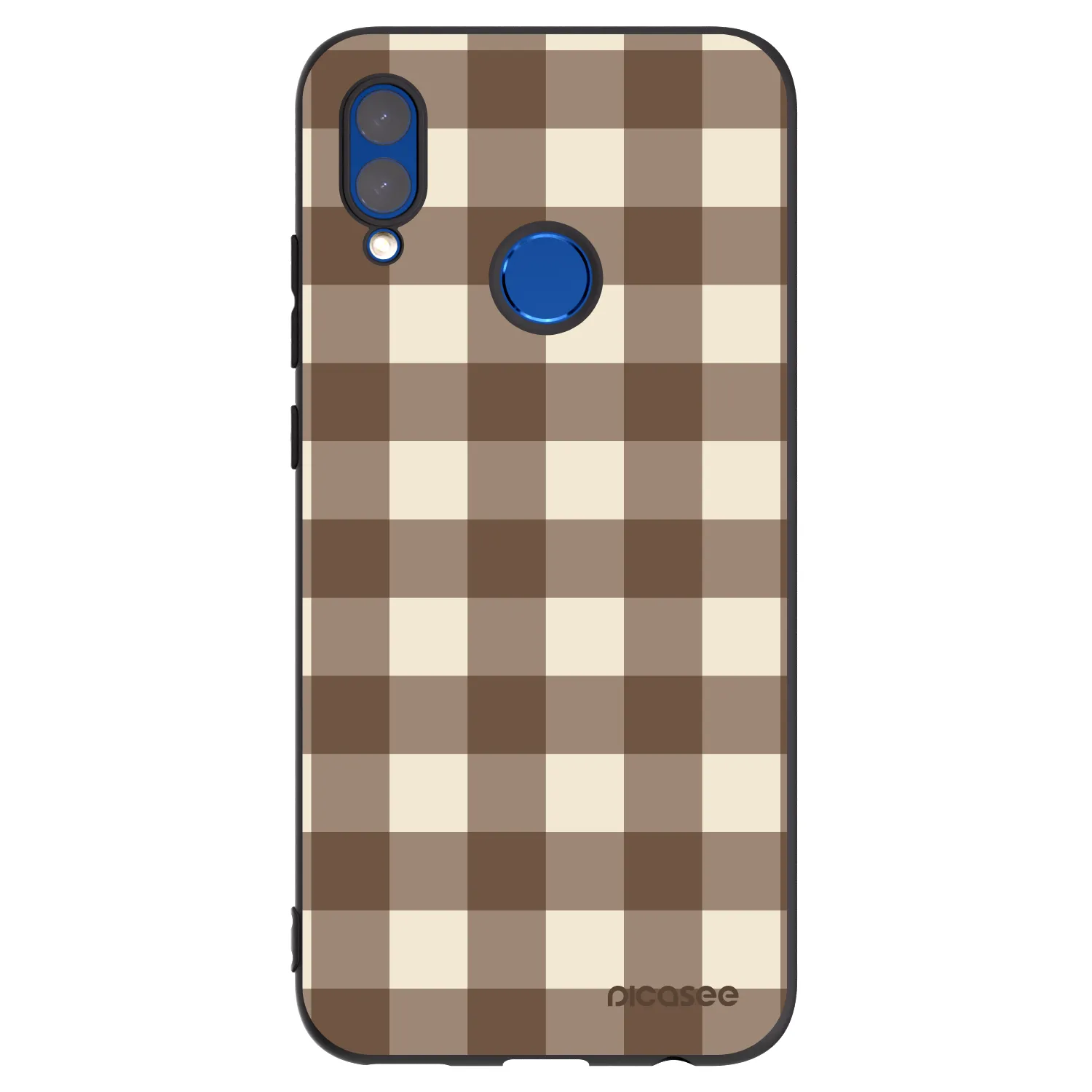 Picasee Μαύρη θήκη σιλικόνης για Huawei P Smart 2019 - Brown grid
