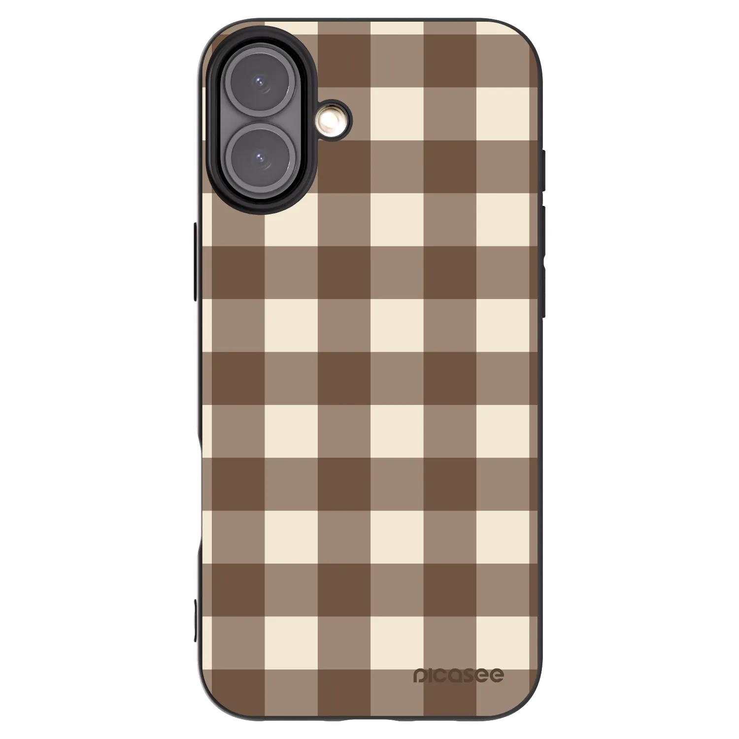 Picasee Μαύρη θήκη σιλικόνης για Apple iPhone 16 Plus - Brown grid