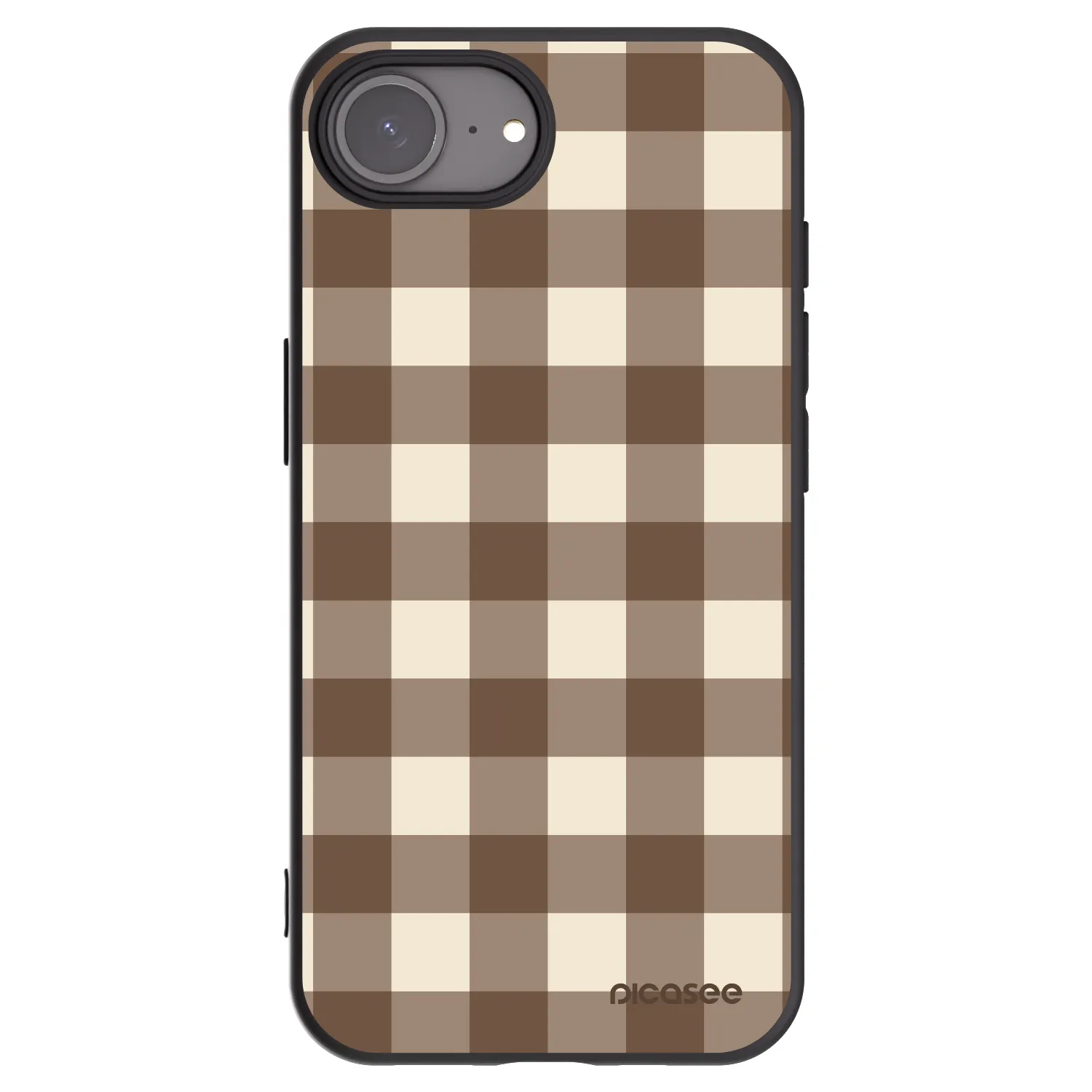 Picasee Μαύρη θήκη σιλικόνης για Apple iPhone 16e - Brown grid