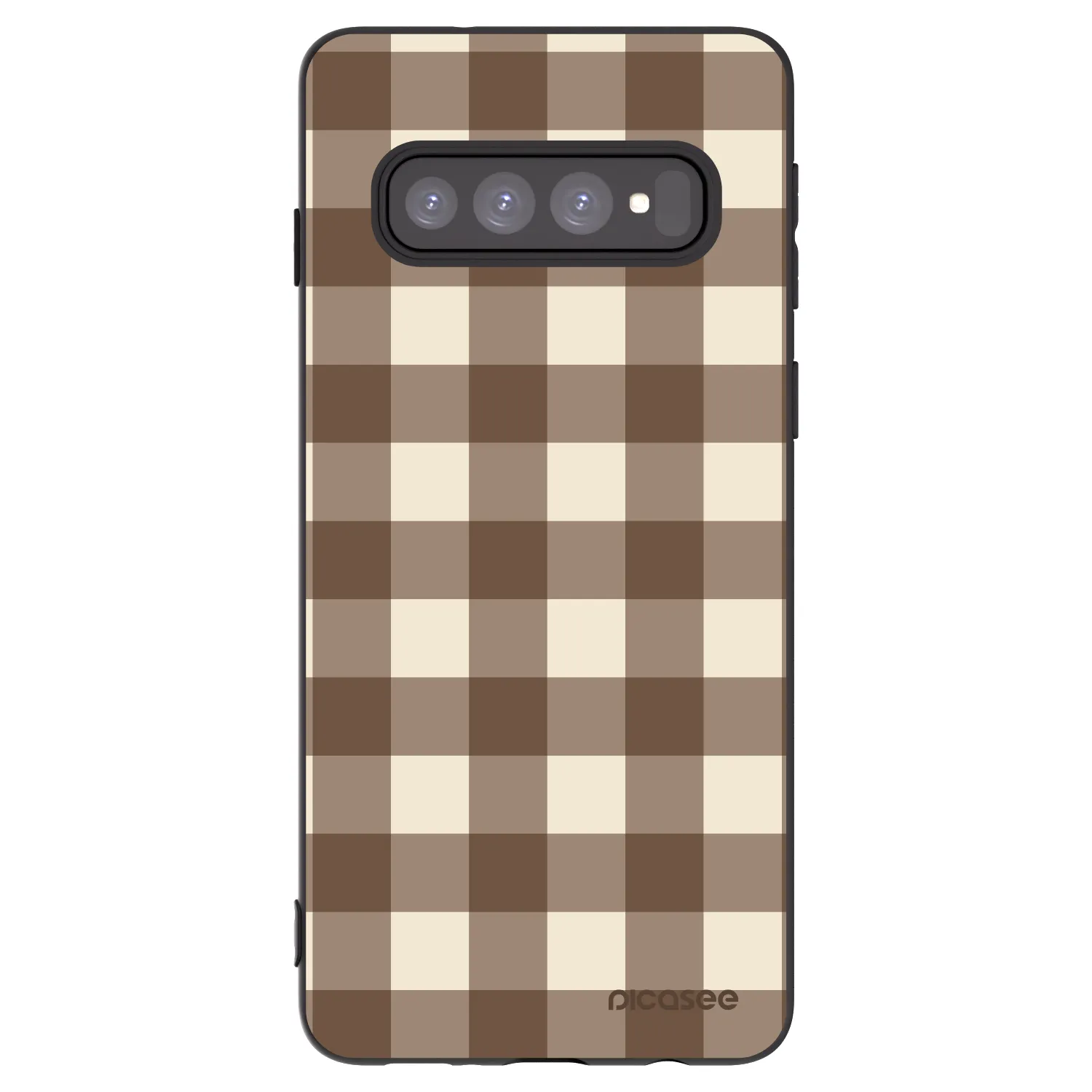 Picasee Μαύρη θήκη σιλικόνης για Samsung Galaxy S10 G973 - Brown grid