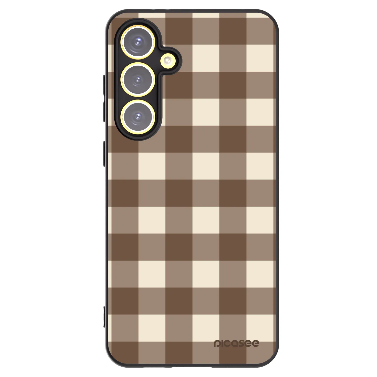 Picasee Μαύρη θήκη σιλικόνης για Samsung Galaxy S24 FE S721B - Brown grid