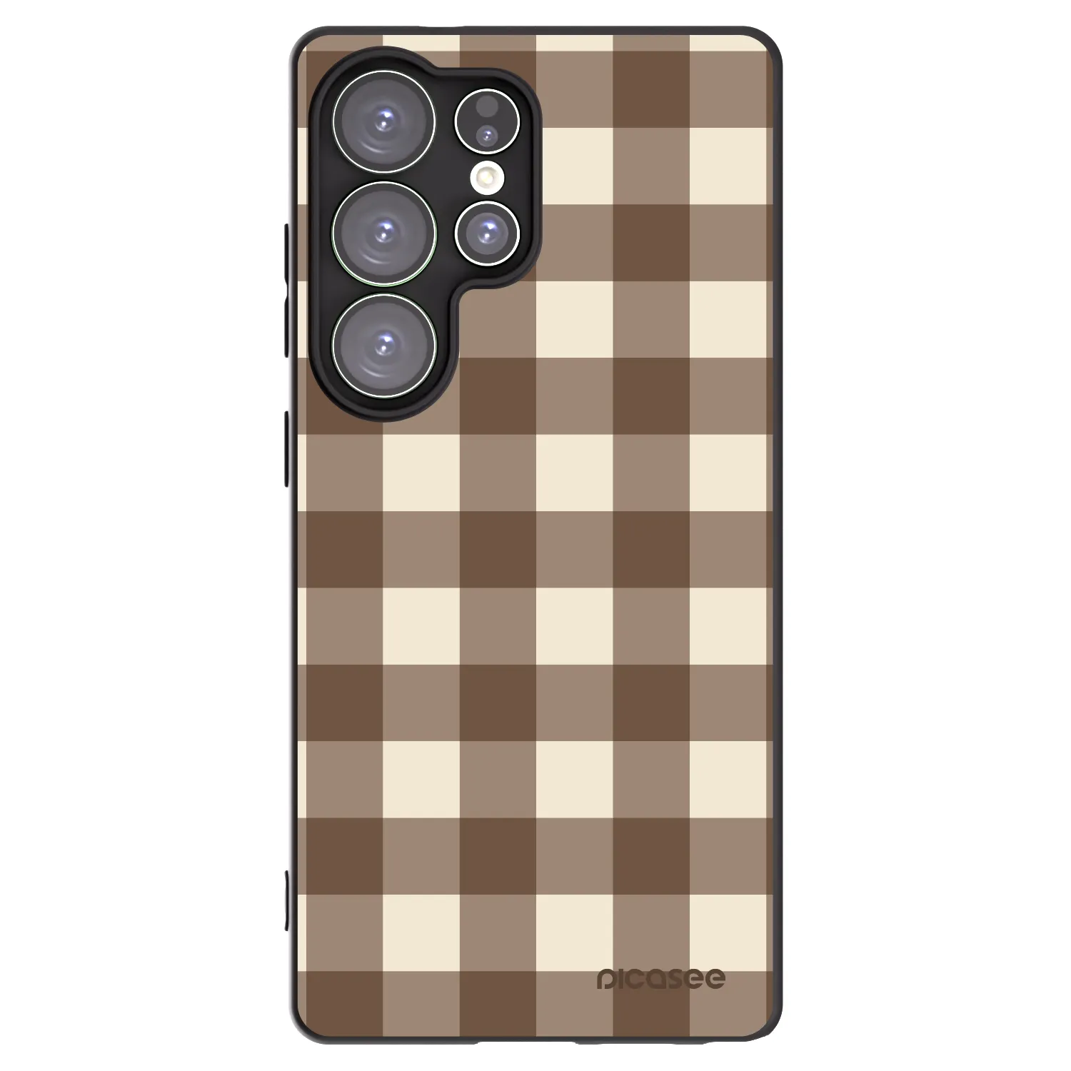 Picasee Μαύρη θήκη σιλικόνης για Samsung Galaxy S25 Ultra 5G - Brown grid