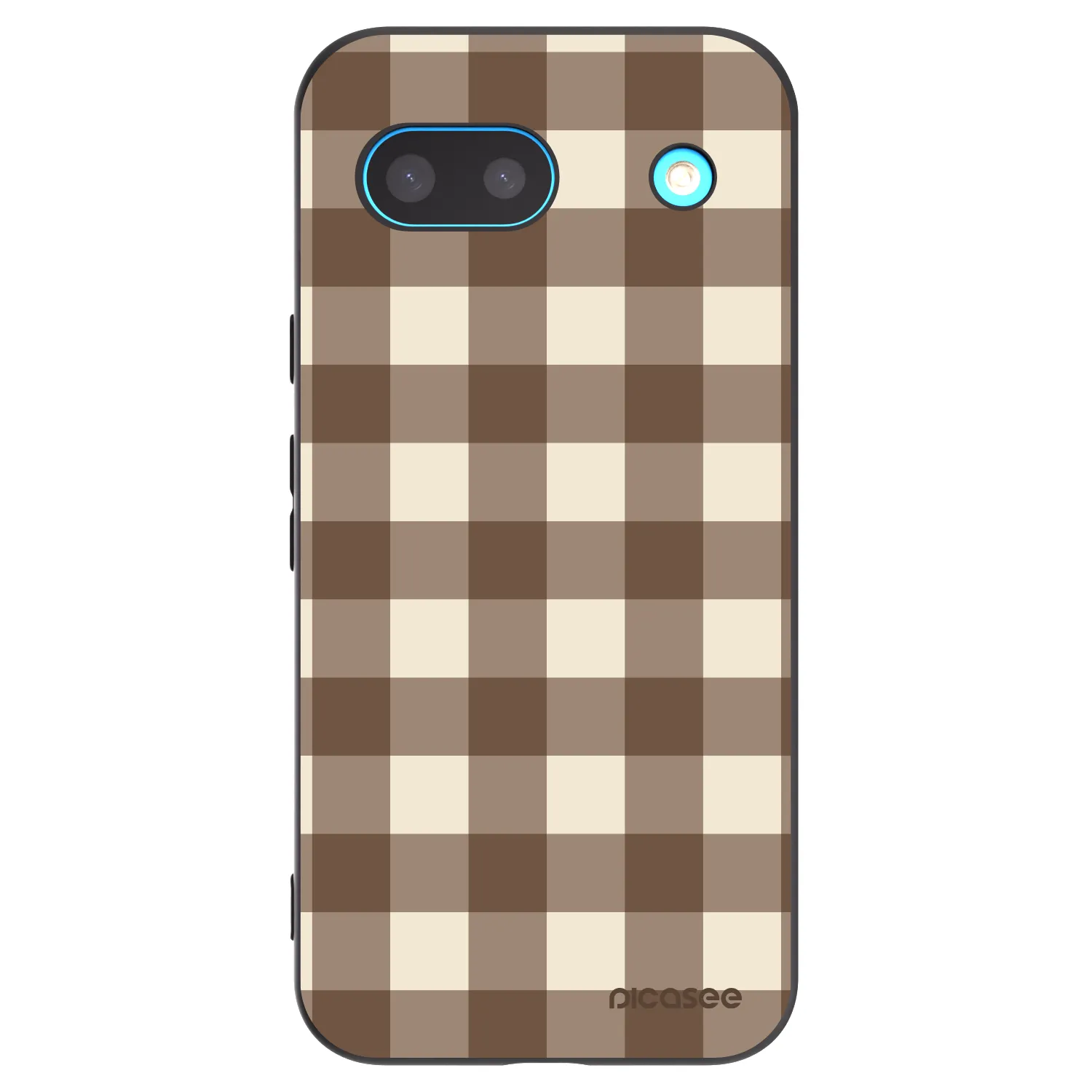 Picasee Μαύρη θήκη σιλικόνης για Google Pixel 8 - Brown grid