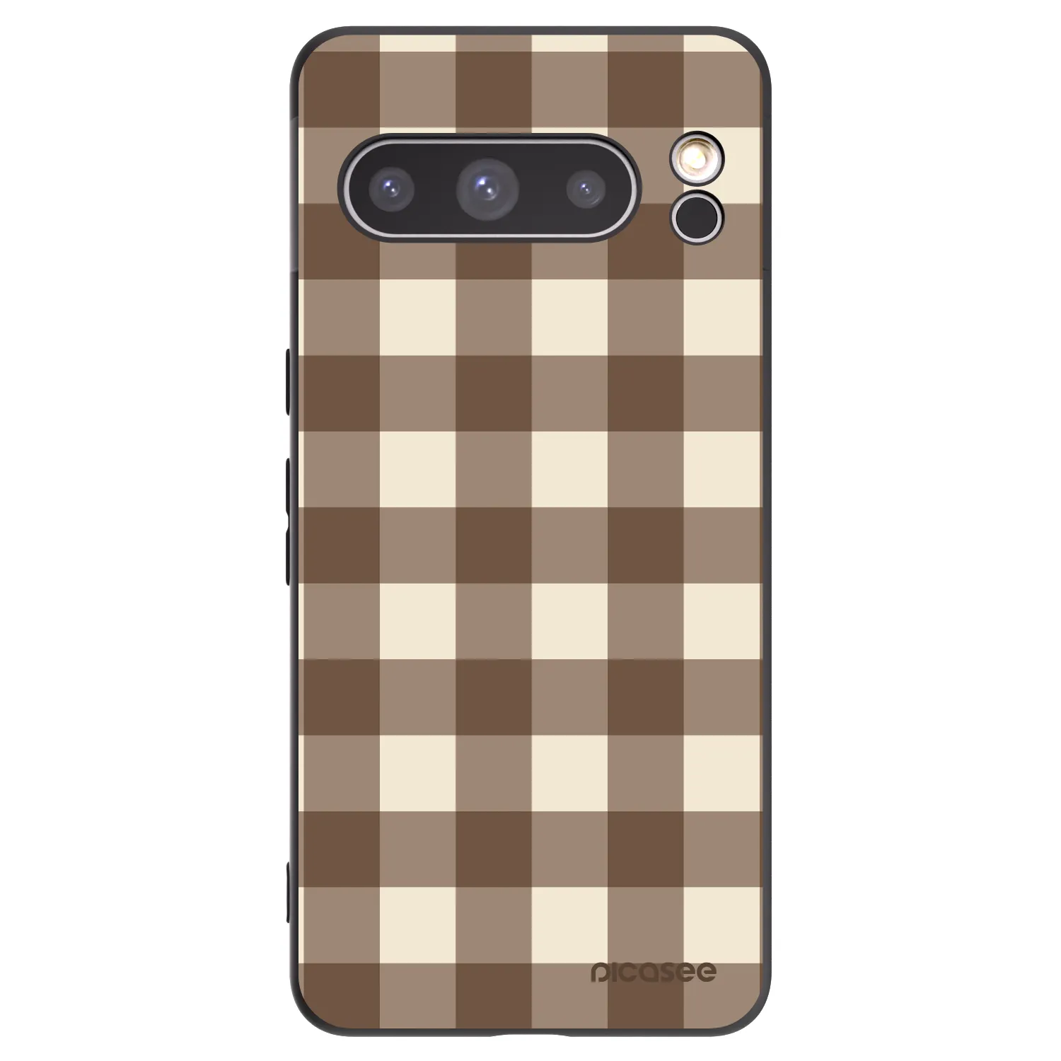 Picasee Μαύρη θήκη σιλικόνης για Google Pixel 8 Pro - Brown grid