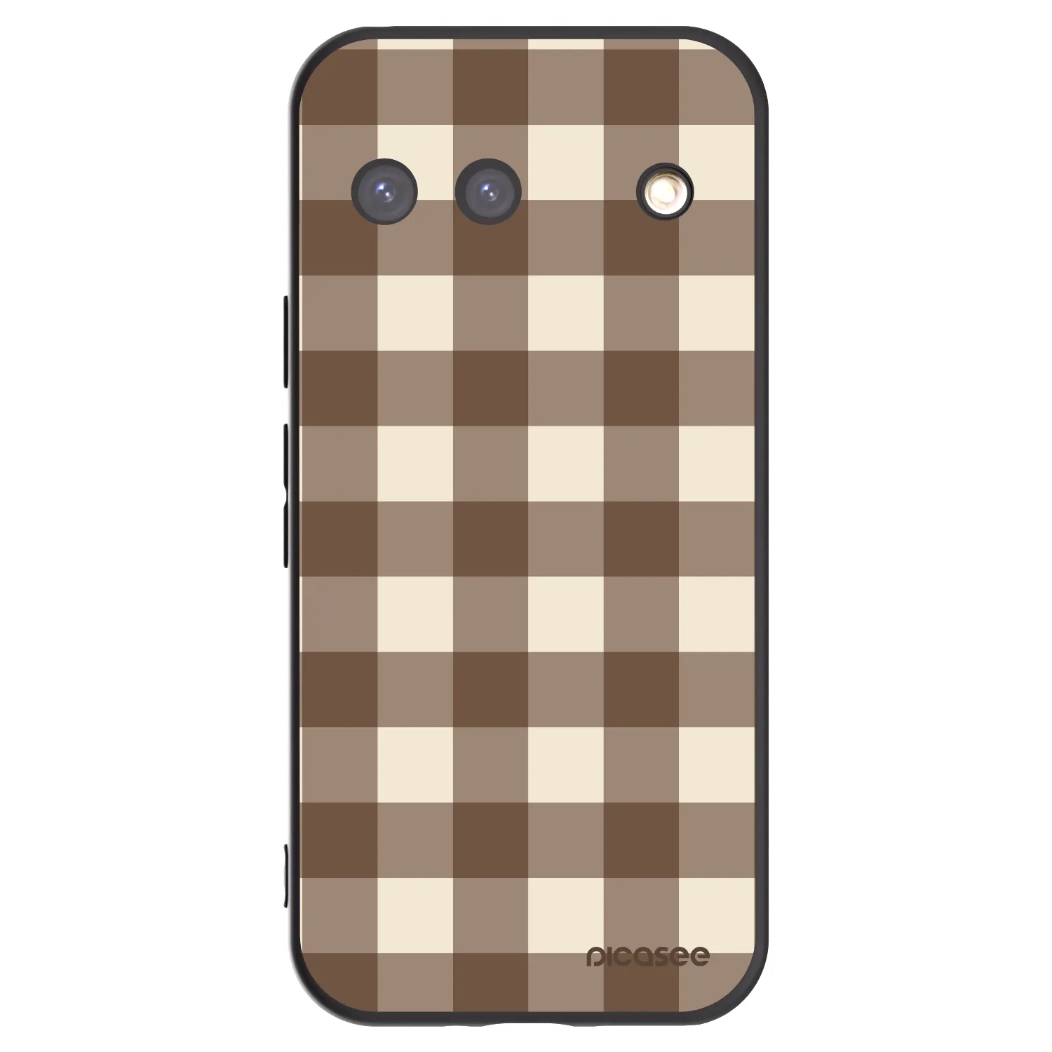 Picasee Μαύρη θήκη σιλικόνης για Google Pixel 9 - Brown grid