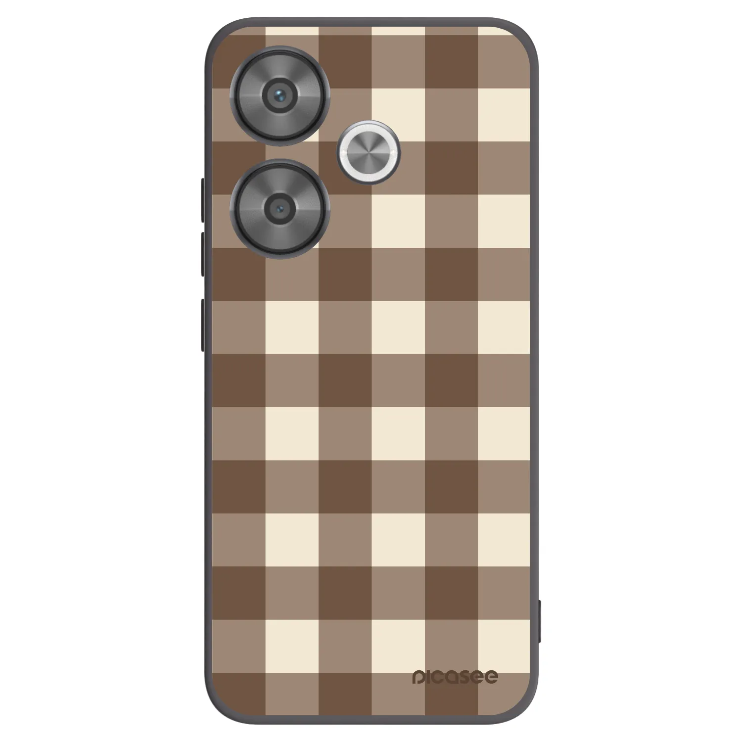 Picasee Μαύρη θήκη σιλικόνης για Xiaomi Poco F6 - Brown grid