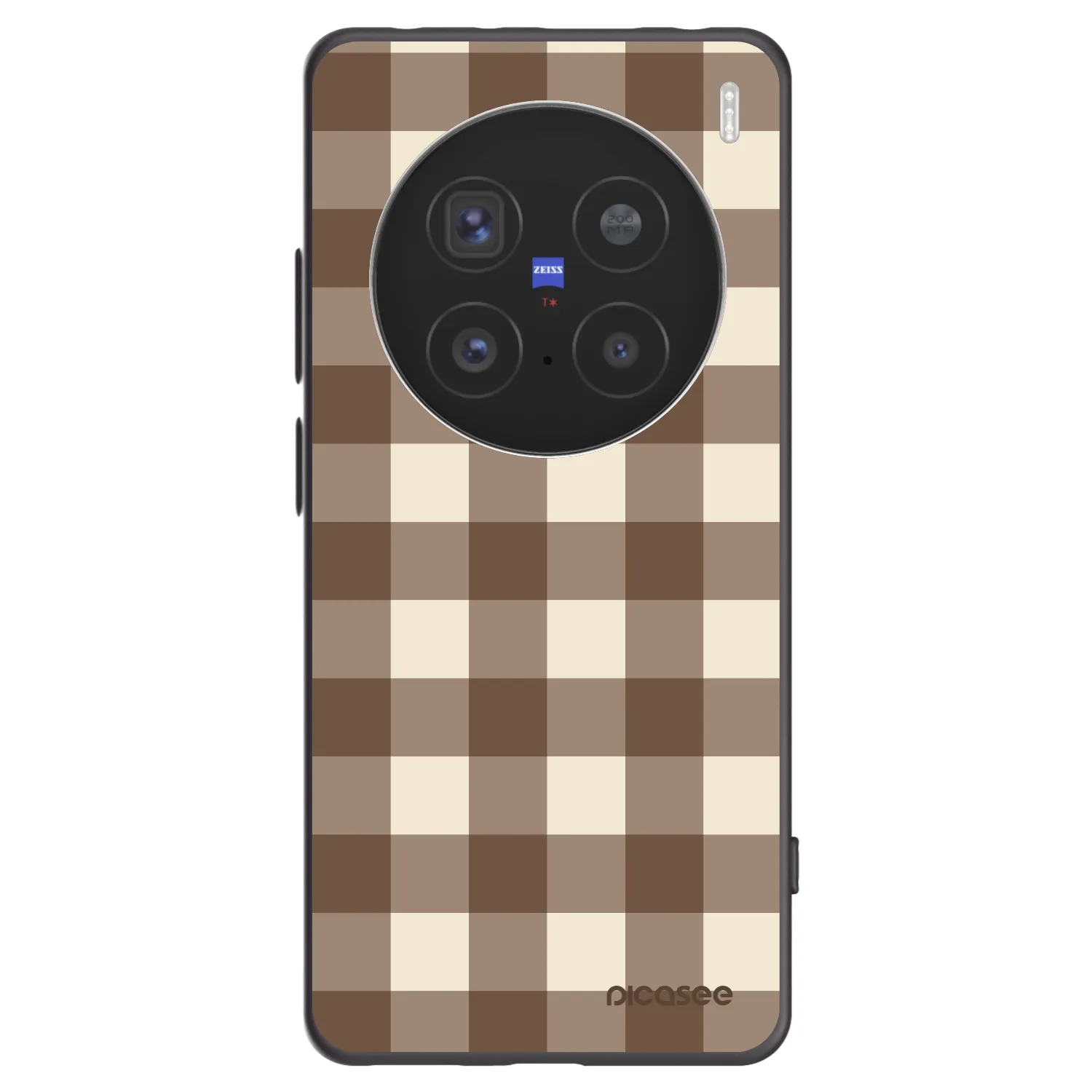 Picasee Μαύρη θήκη σιλικόνης για Vivo X200 Pro - Brown grid